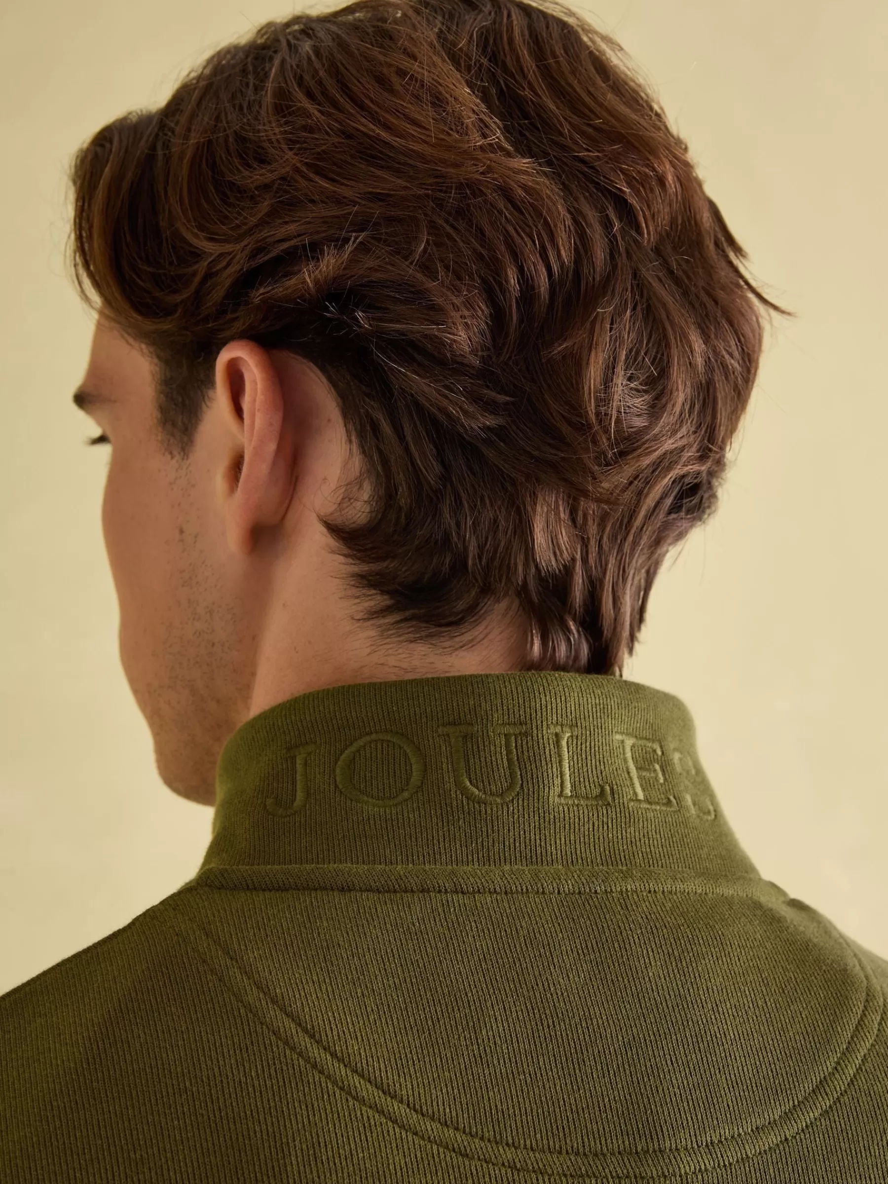 Joules Alistair Khaki Green Quarter Zip Cotton Sweatshirt KhakiGreen Online