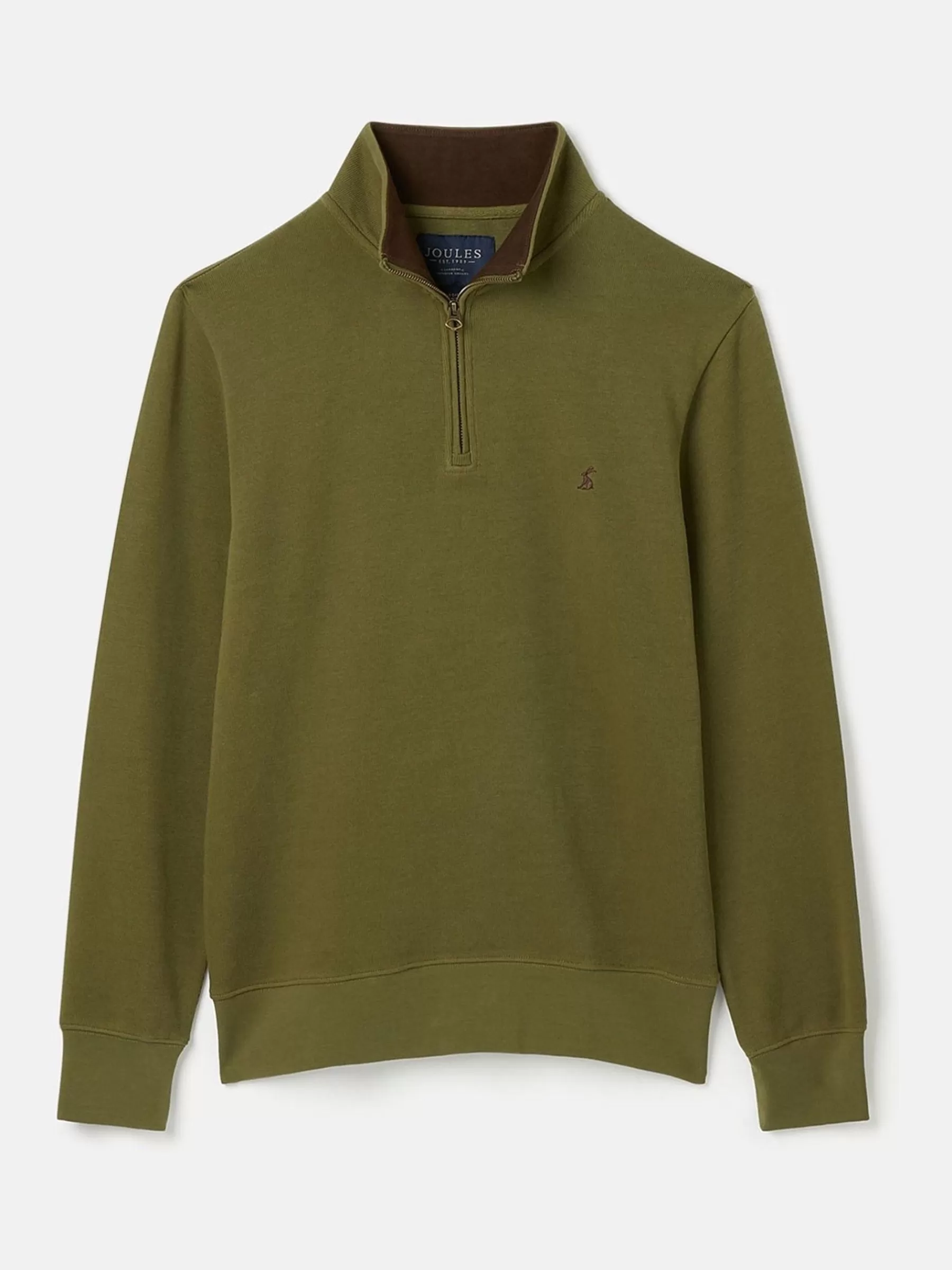 Joules Alistair Khaki Green Quarter Zip Cotton Sweatshirt KhakiGreen Online