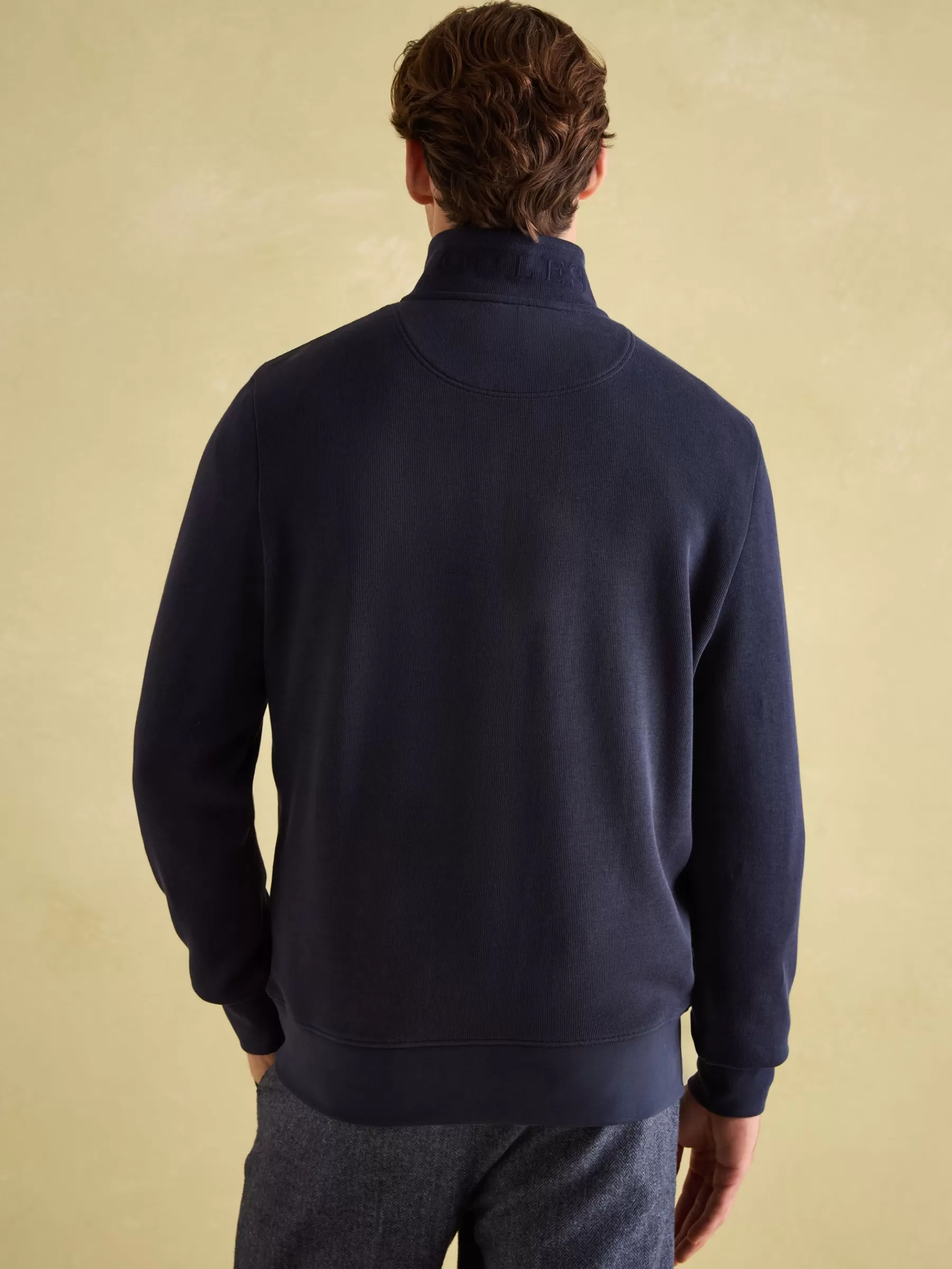 Joules Alistair Quarter Zip Cotton Sweatshirt Navy Hot