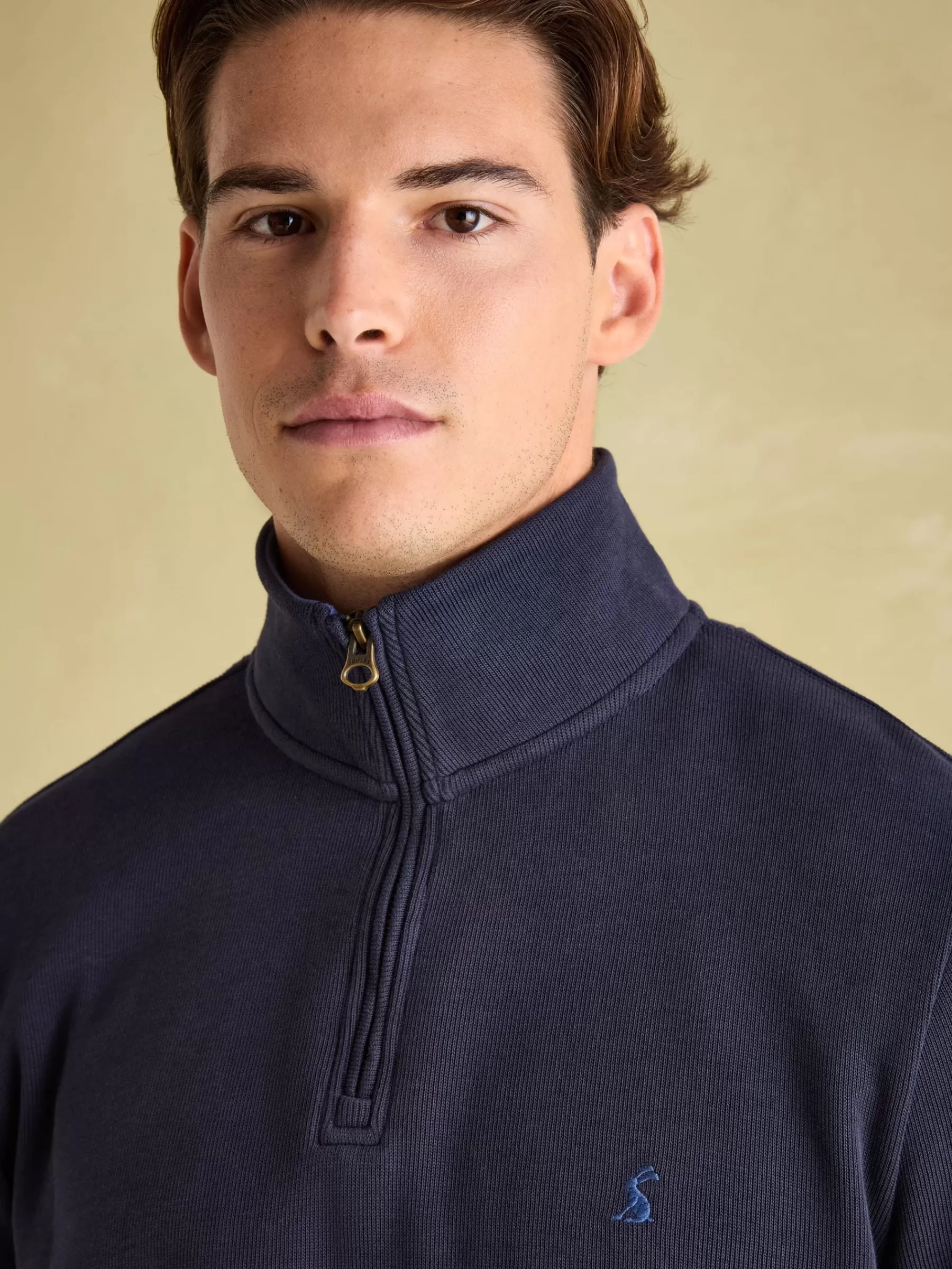 Joules Alistair Quarter Zip Cotton Sweatshirt Navy Hot