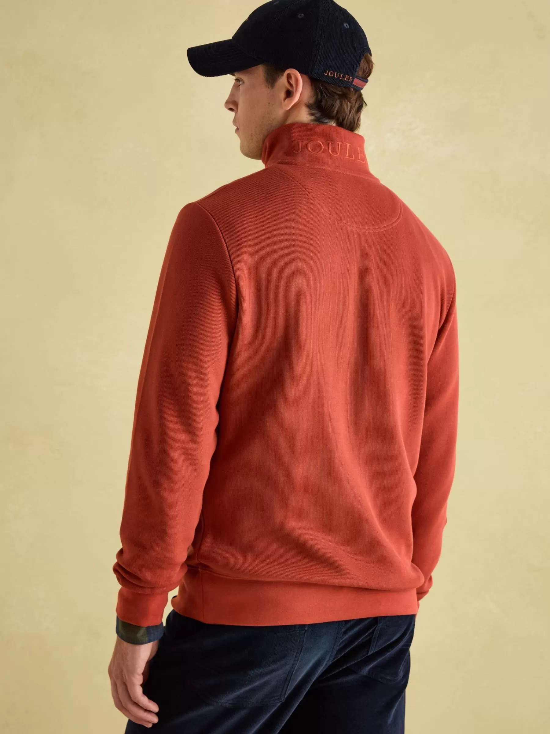 Joules Alistair Quarter Zip Cotton Sweatshirt Orange Cheap
