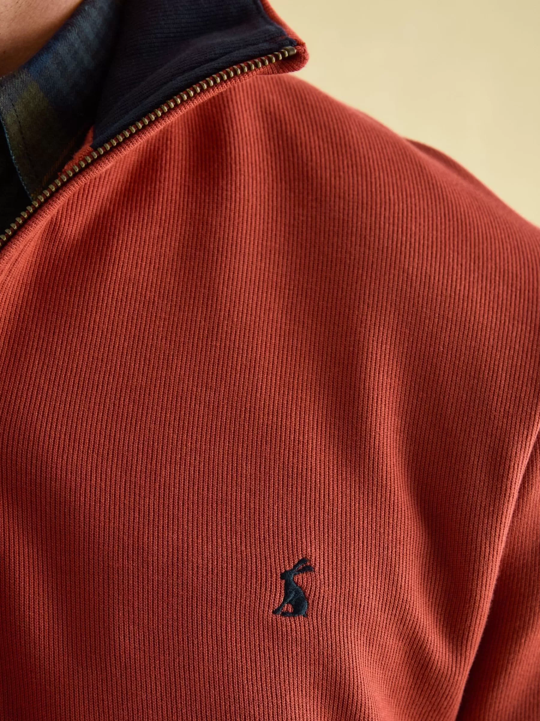 Joules Alistair Quarter Zip Cotton Sweatshirt Orange Cheap