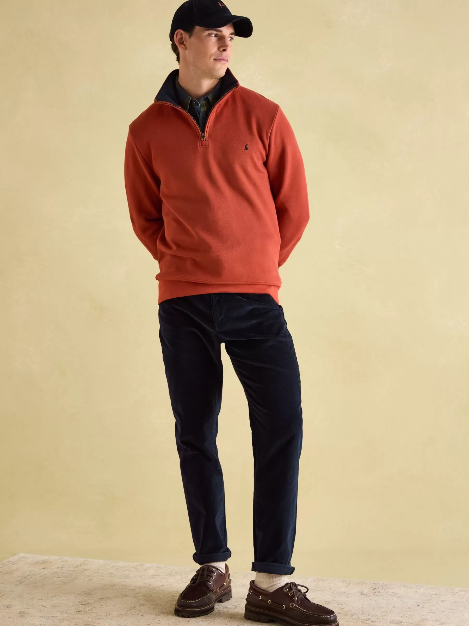 Joules Alistair Quarter Zip Cotton Sweatshirt Orange Cheap