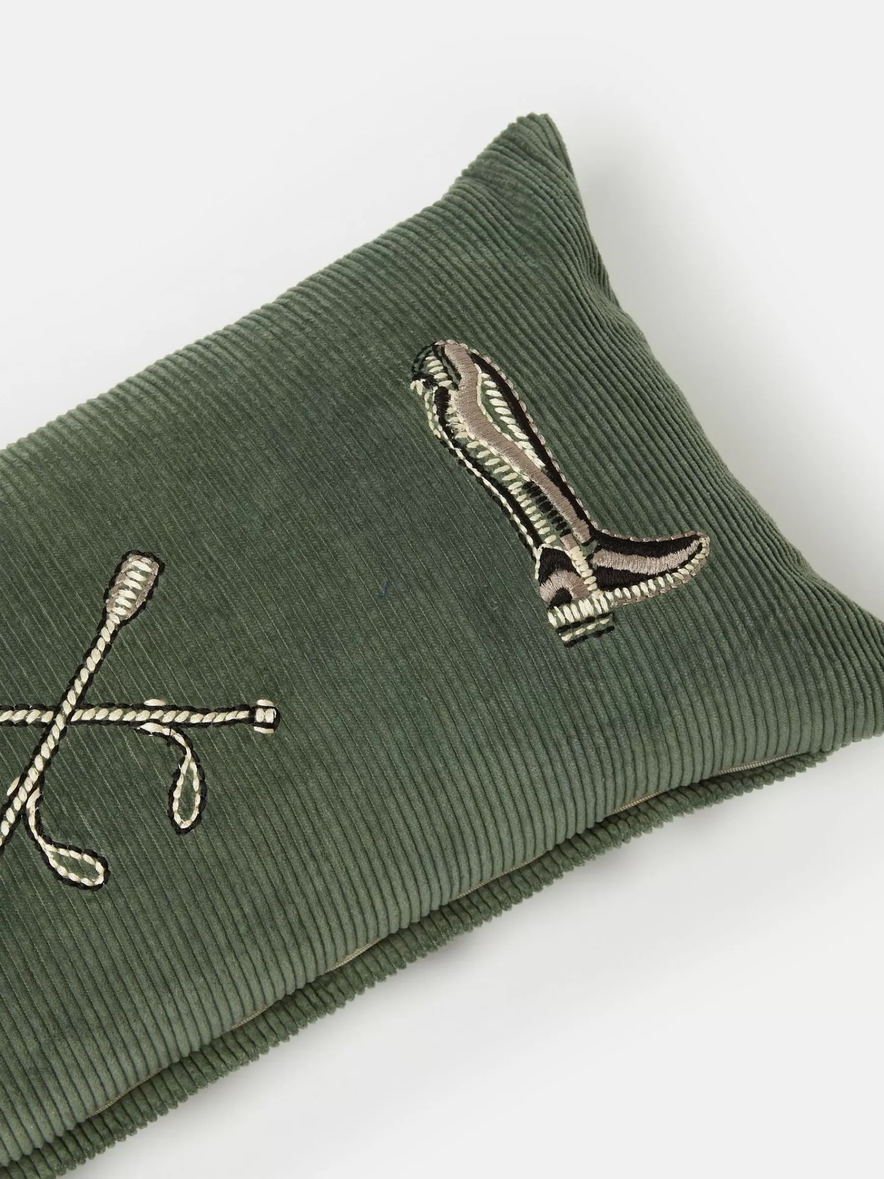 Joules Back to the Country 100% Cotton Equestrian Corduroy Cushion Green Cheap