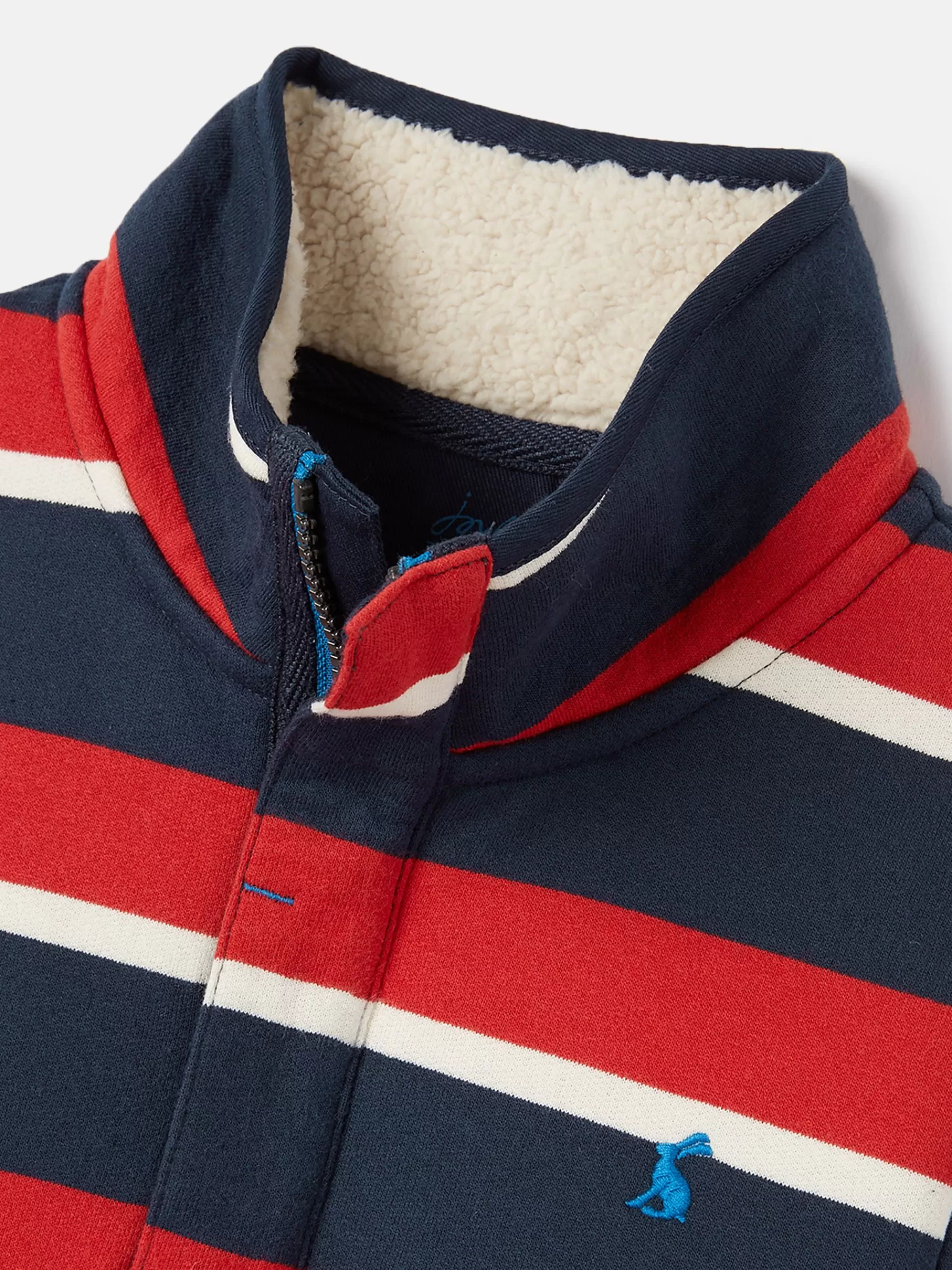 Joules Boys' Winter Dale Quarter Zip Sweatshirt with Fleece Lining Red/Navy Outlet