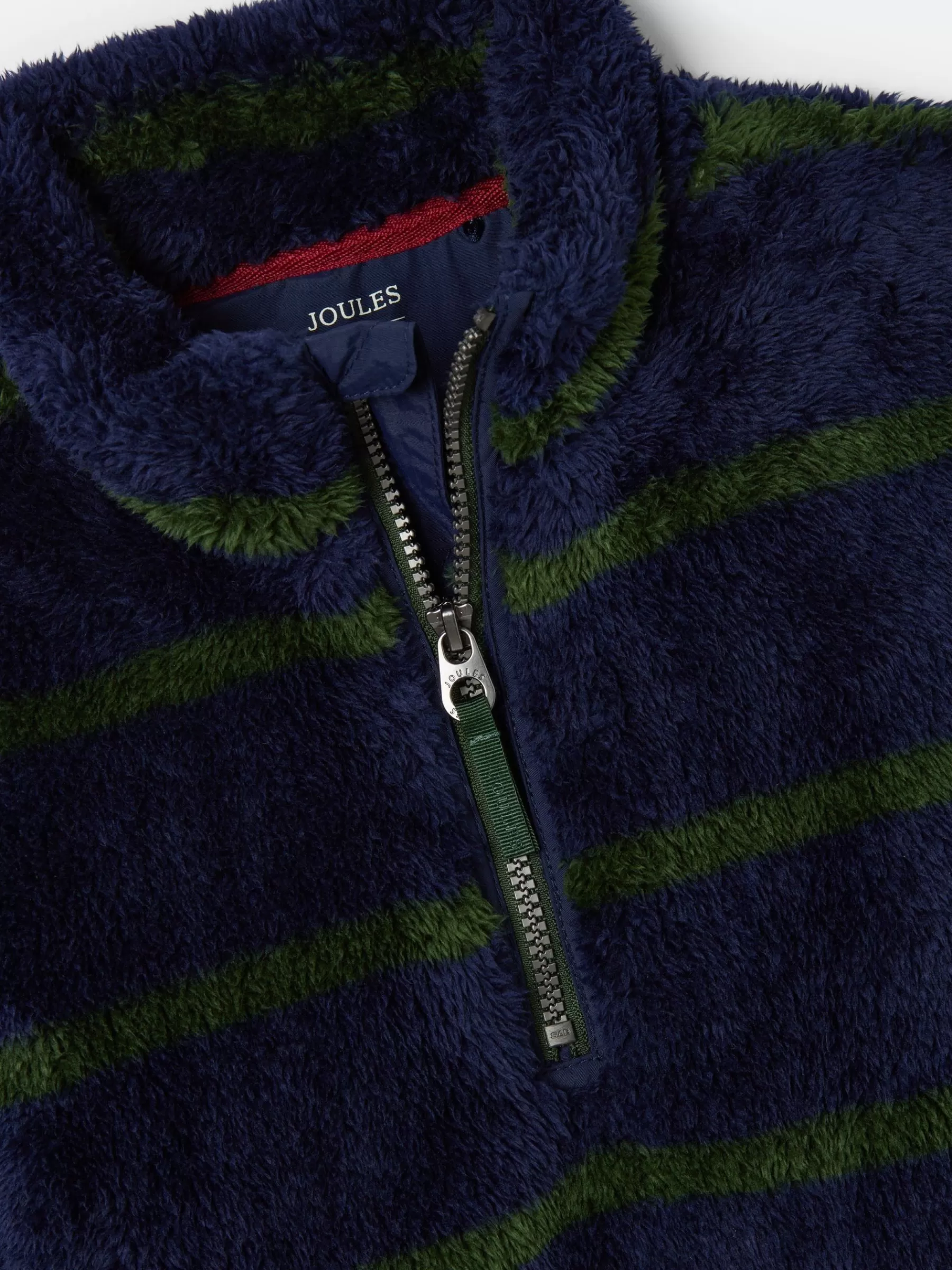 Joules Boys' Woozle Navy & Green Stripe Half Zip Borg Fleece Navy&GreenStripe Cheap