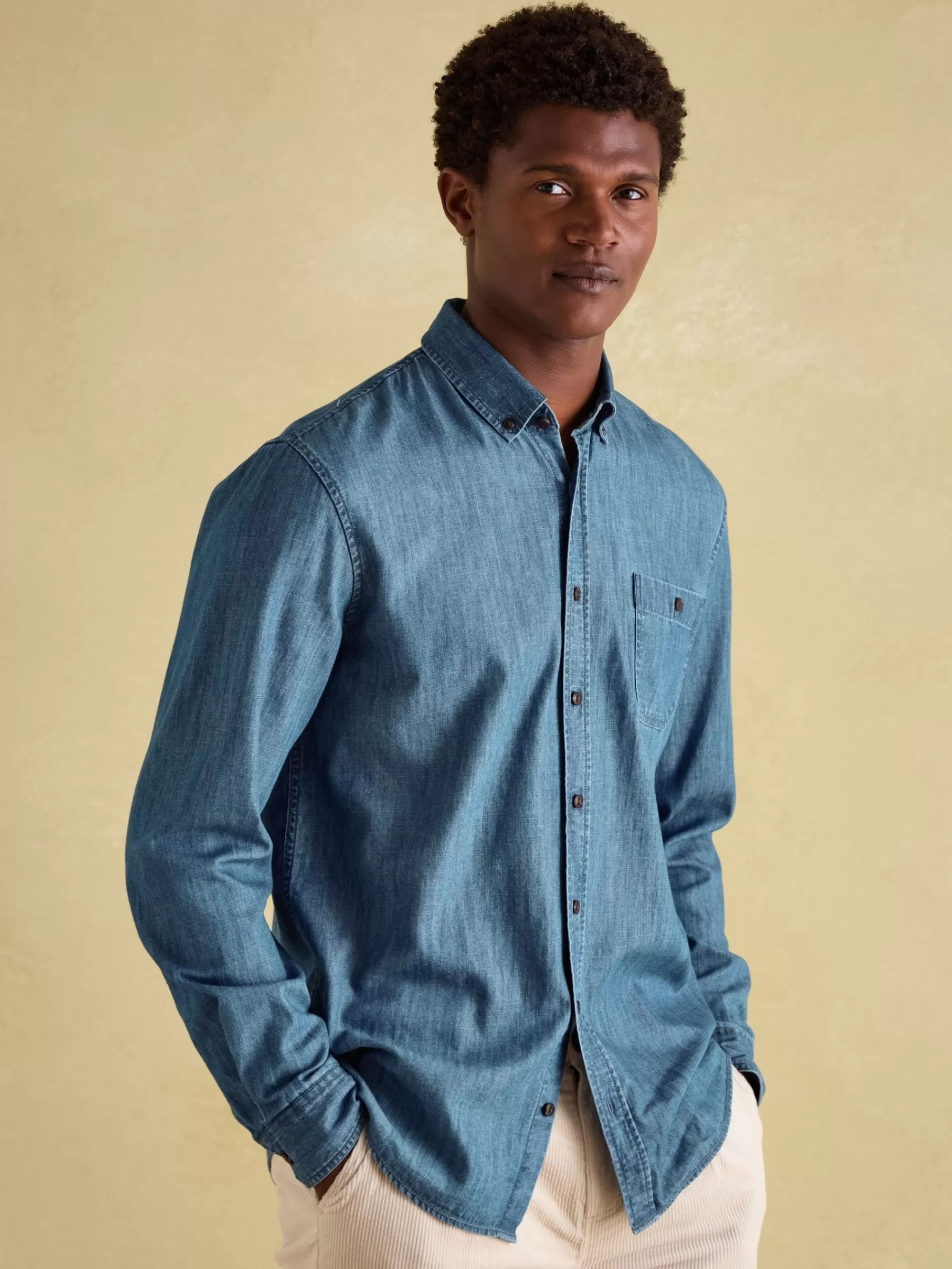 Joules Chambray Classic Fit Shirt Blue Best Sale
