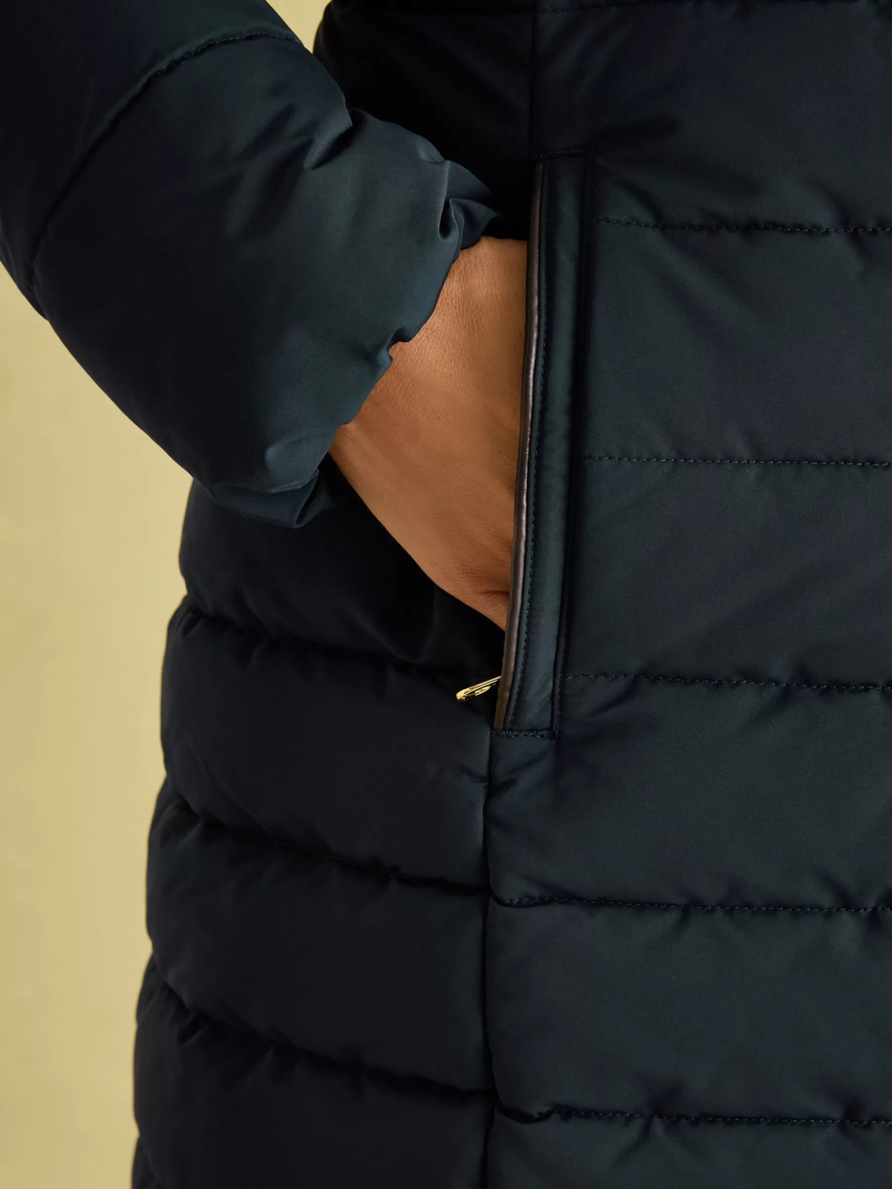 Joules Cherington Showerproof Longline Padded Coat with Faux Fur Hood Navy Cheap