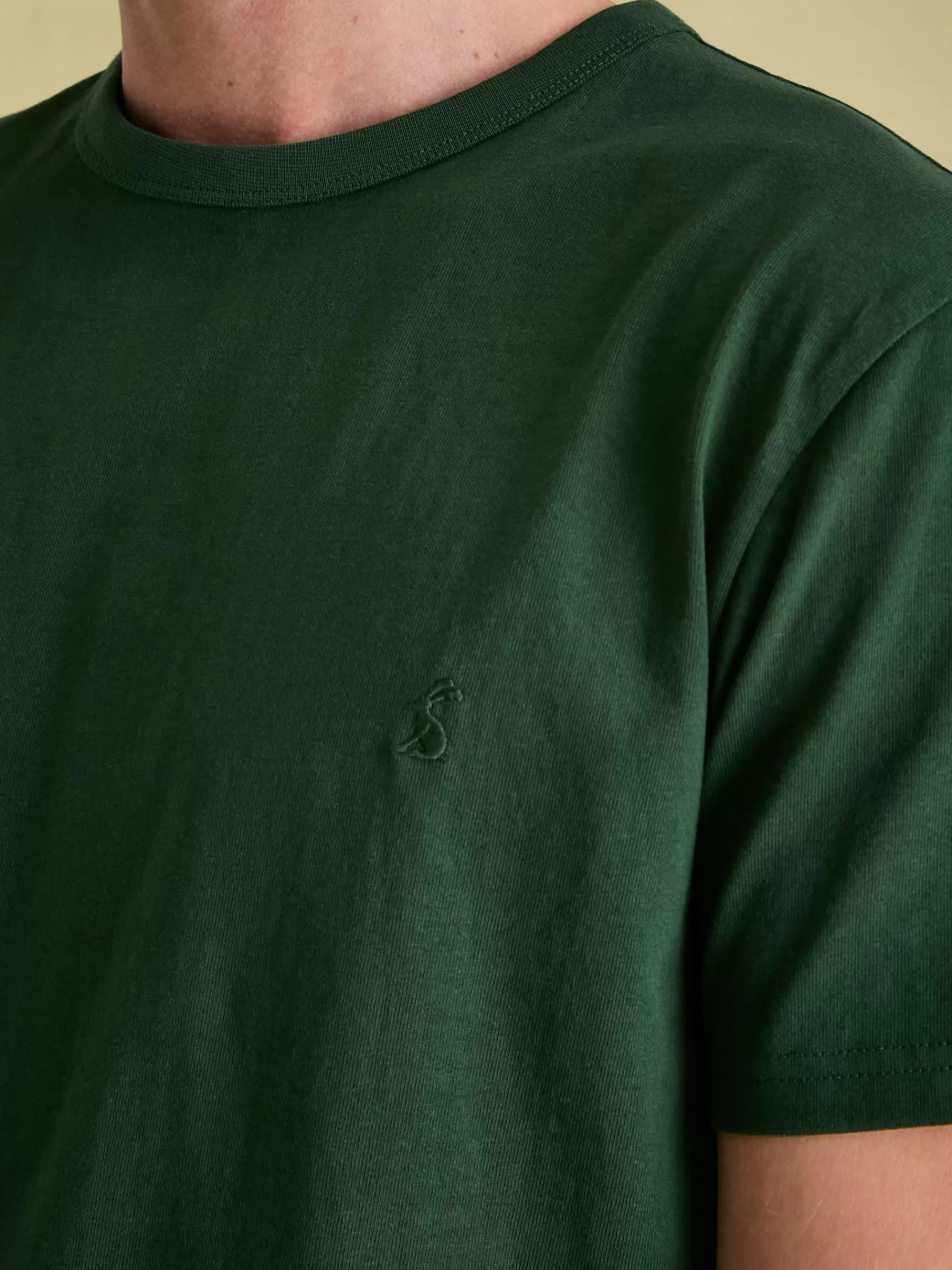Joules Denton Dark Green Heavyweight Jersey 100% Cotton Crew Neck T-Shirt DarkGreen Shop