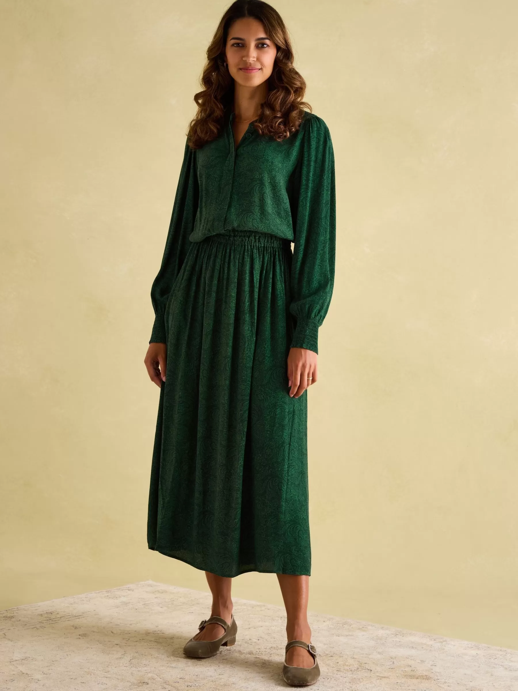 Joules Elena Green Paisley Button Down Maxi Dress GreenPaisley Best Sale