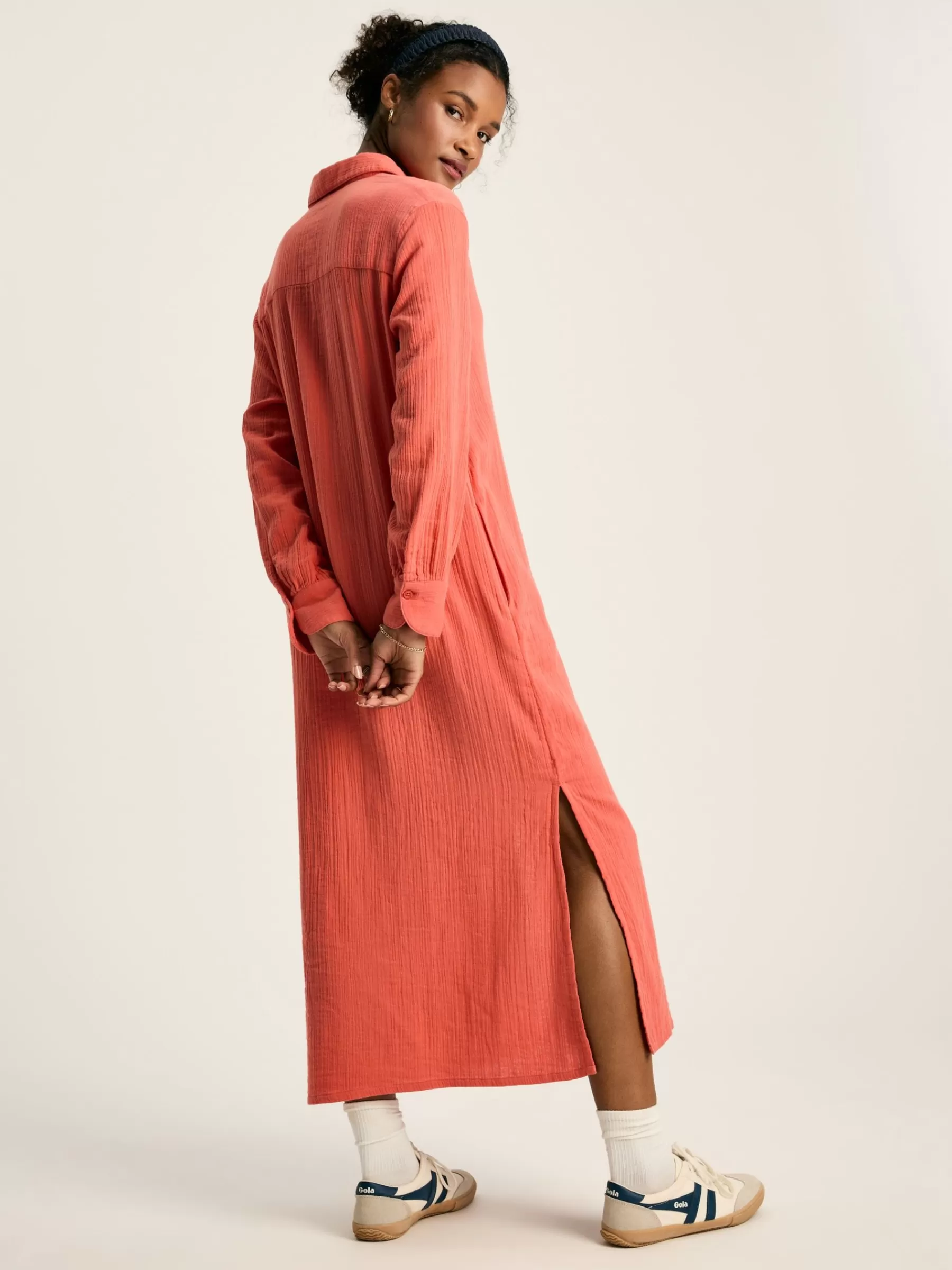Joules Erica Coral Pink Button Through Cotton Shirt Dress CoralPink Store