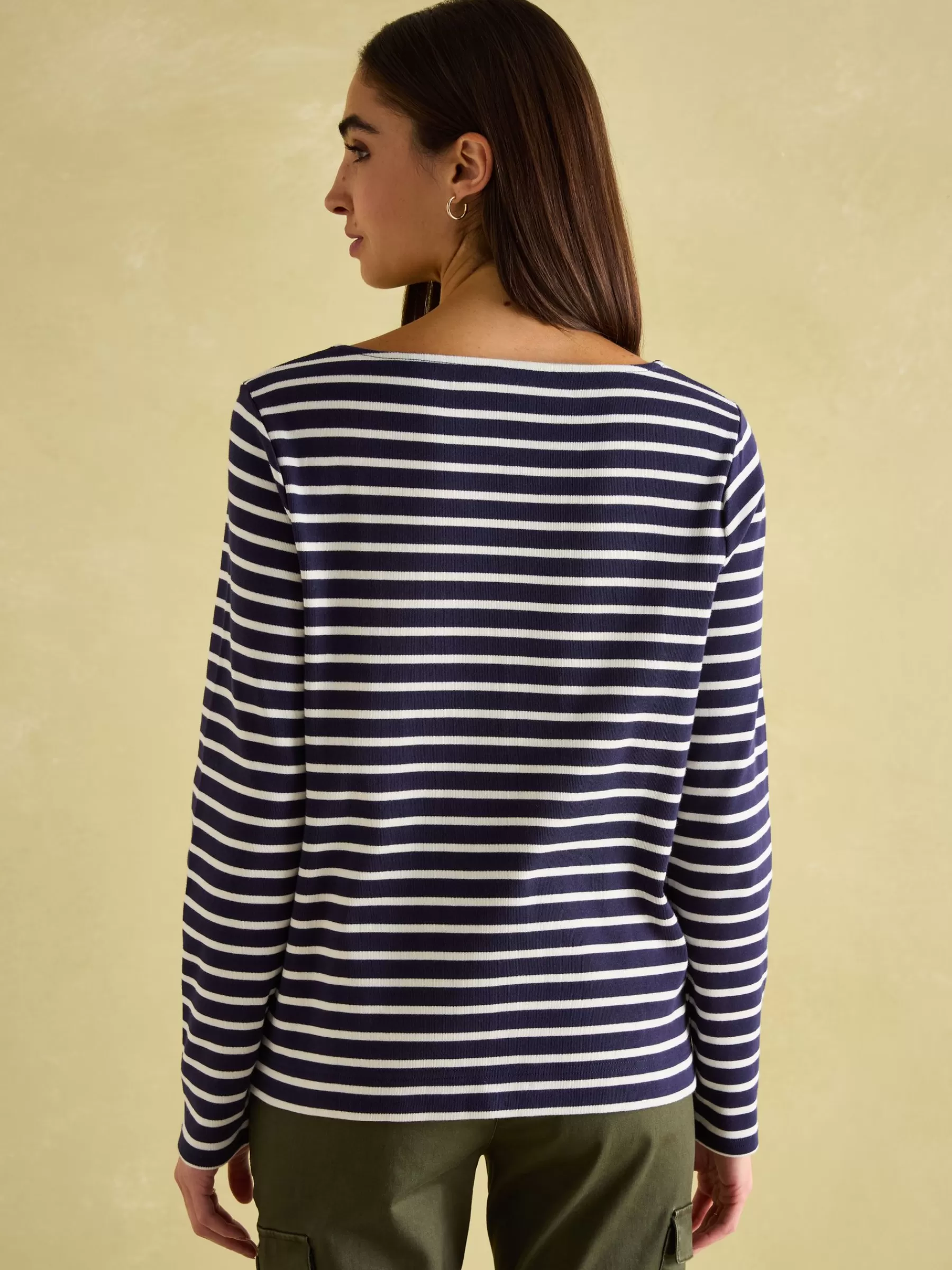 Joules Festive Harbour Boat Neck Breton Top Navy/White Outlet