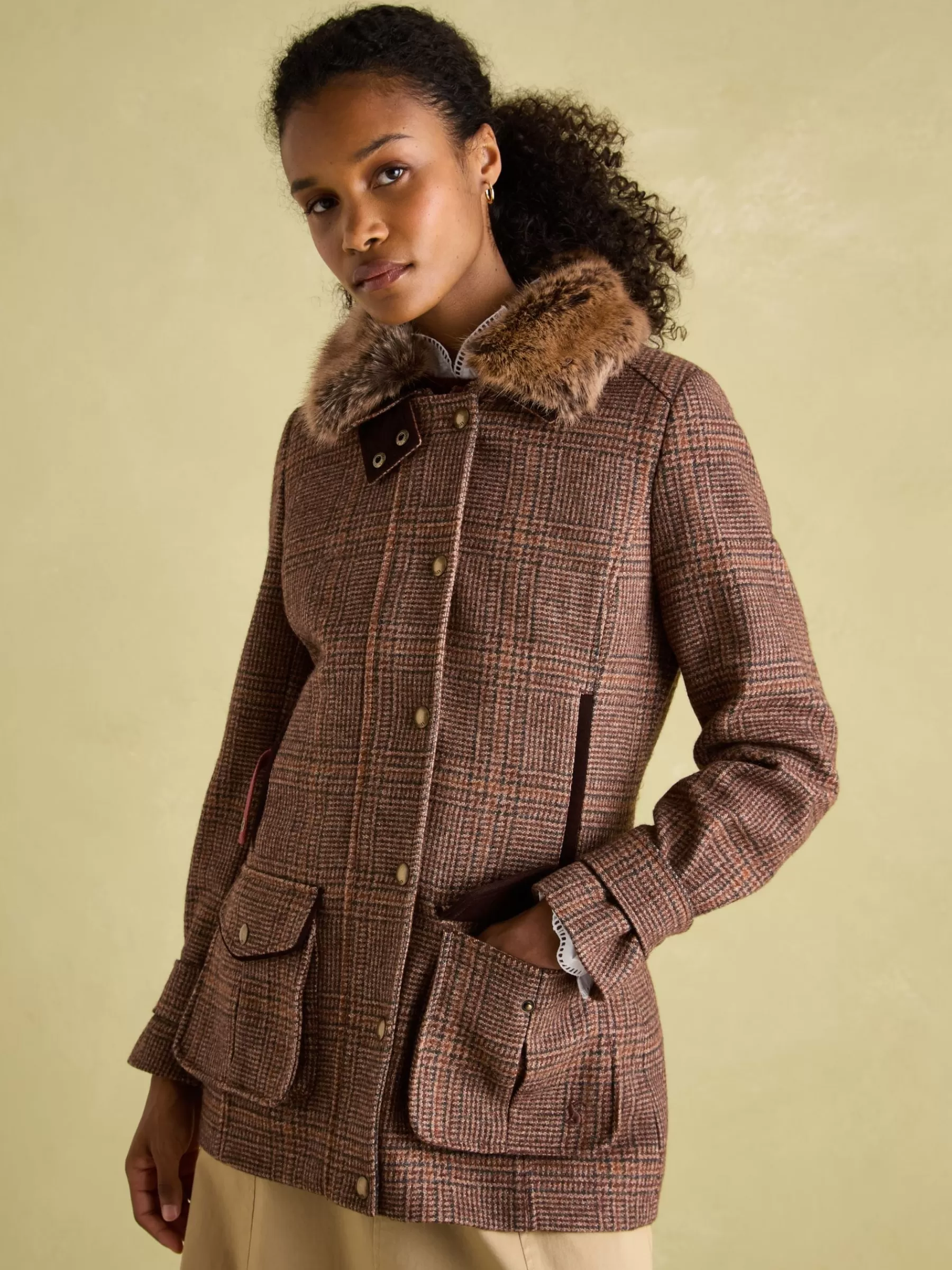 Joules Fieldcoat Luxe Fieldcoat Luxe 3-in-1 Tweed Coat with Removable Quilted Gilet Brown Shop