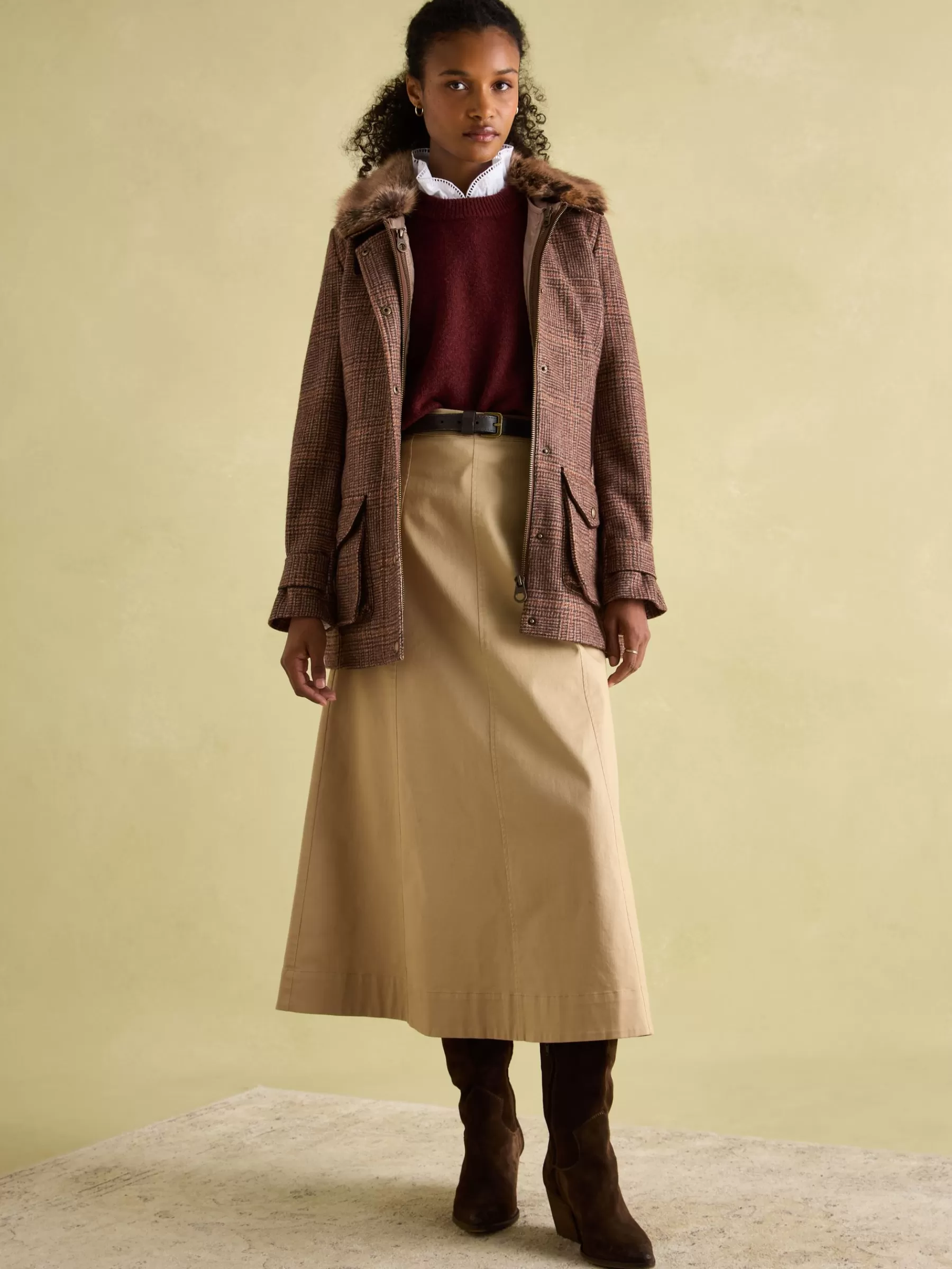 Joules Fieldcoat Luxe Fieldcoat Luxe 3-in-1 Tweed Coat with Removable Quilted Gilet Brown Shop