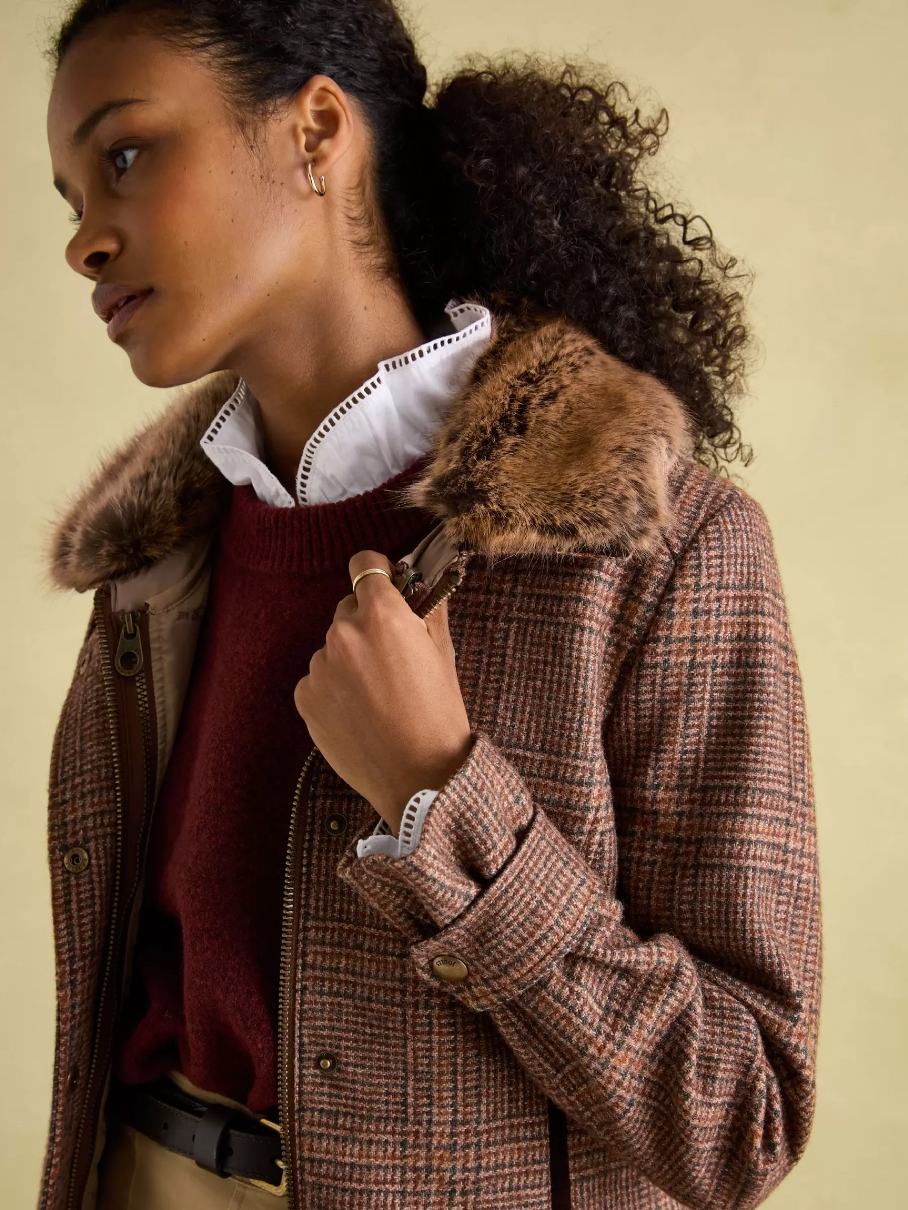 Joules Fieldcoat Luxe Fieldcoat Luxe 3-in-1 Tweed Coat with Removable Quilted Gilet Brown Shop