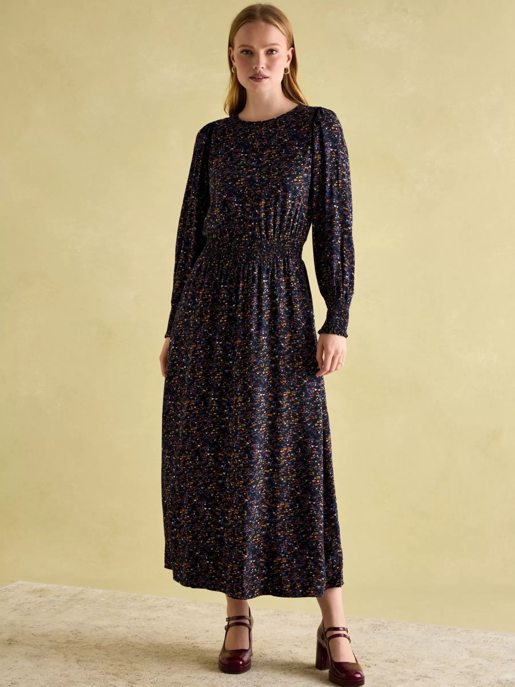 Joules Georgina Navy Multi Elasticated Waist Maxi Dress NavyMulti Shop