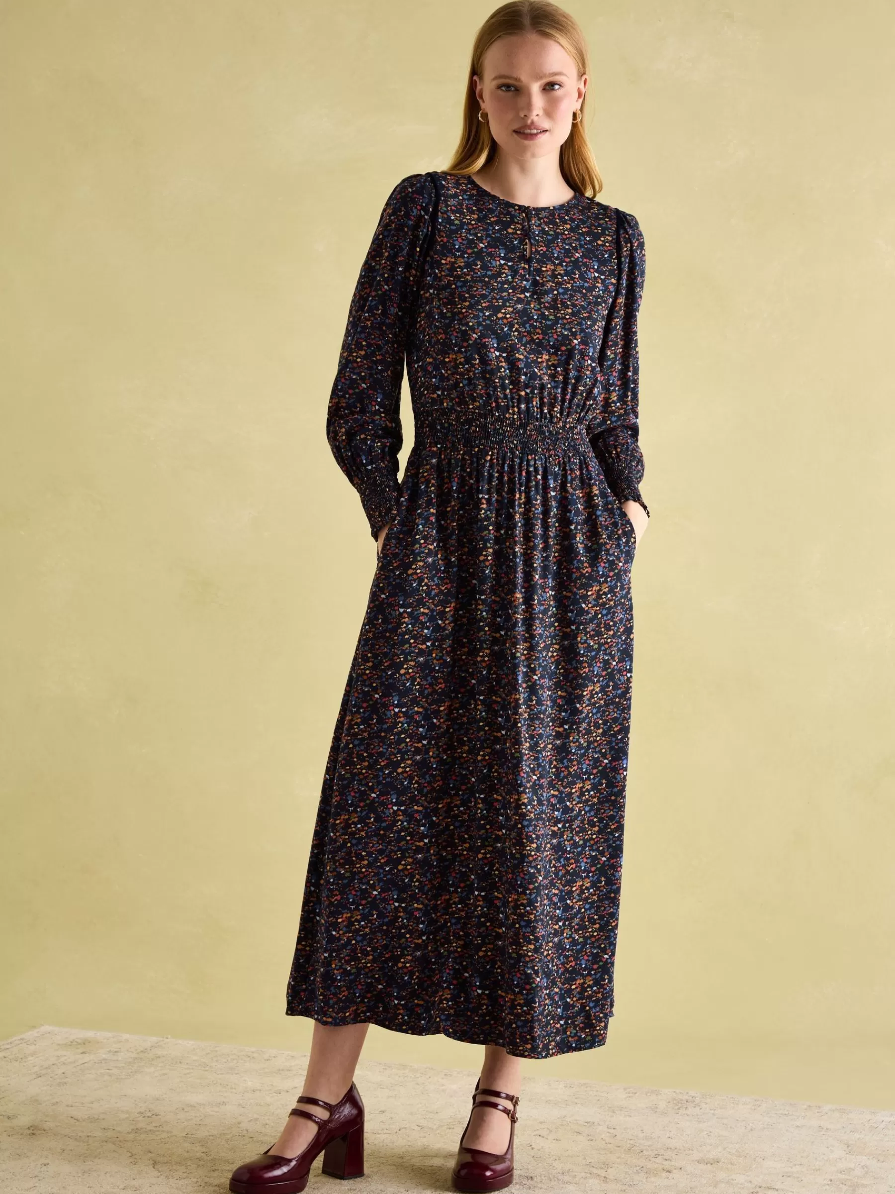 Joules Georgina Navy Multi Elasticated Waist Maxi Dress NavyMulti Shop