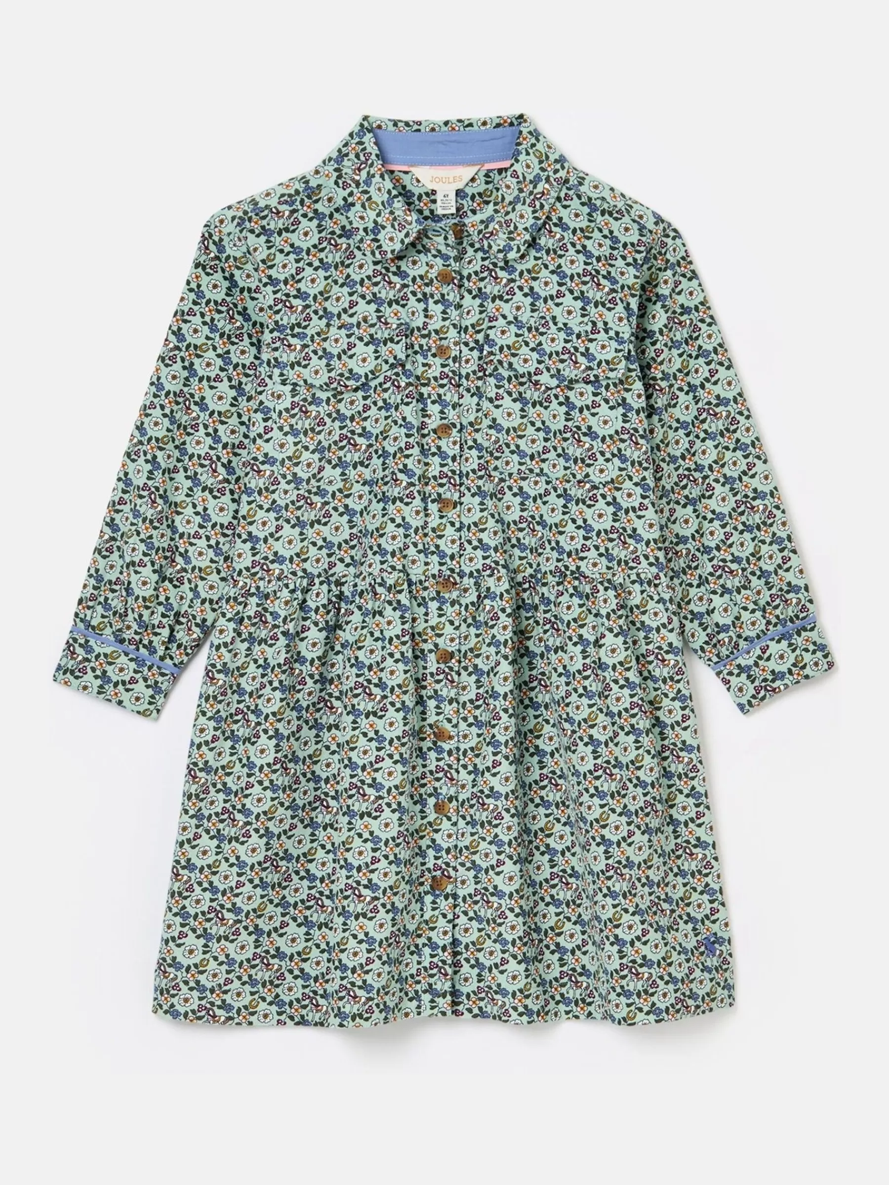 Joules Girls' Elodie Blue Ditsy Print Corduroy Shirt Dress BlueDitsyPrint Cheap