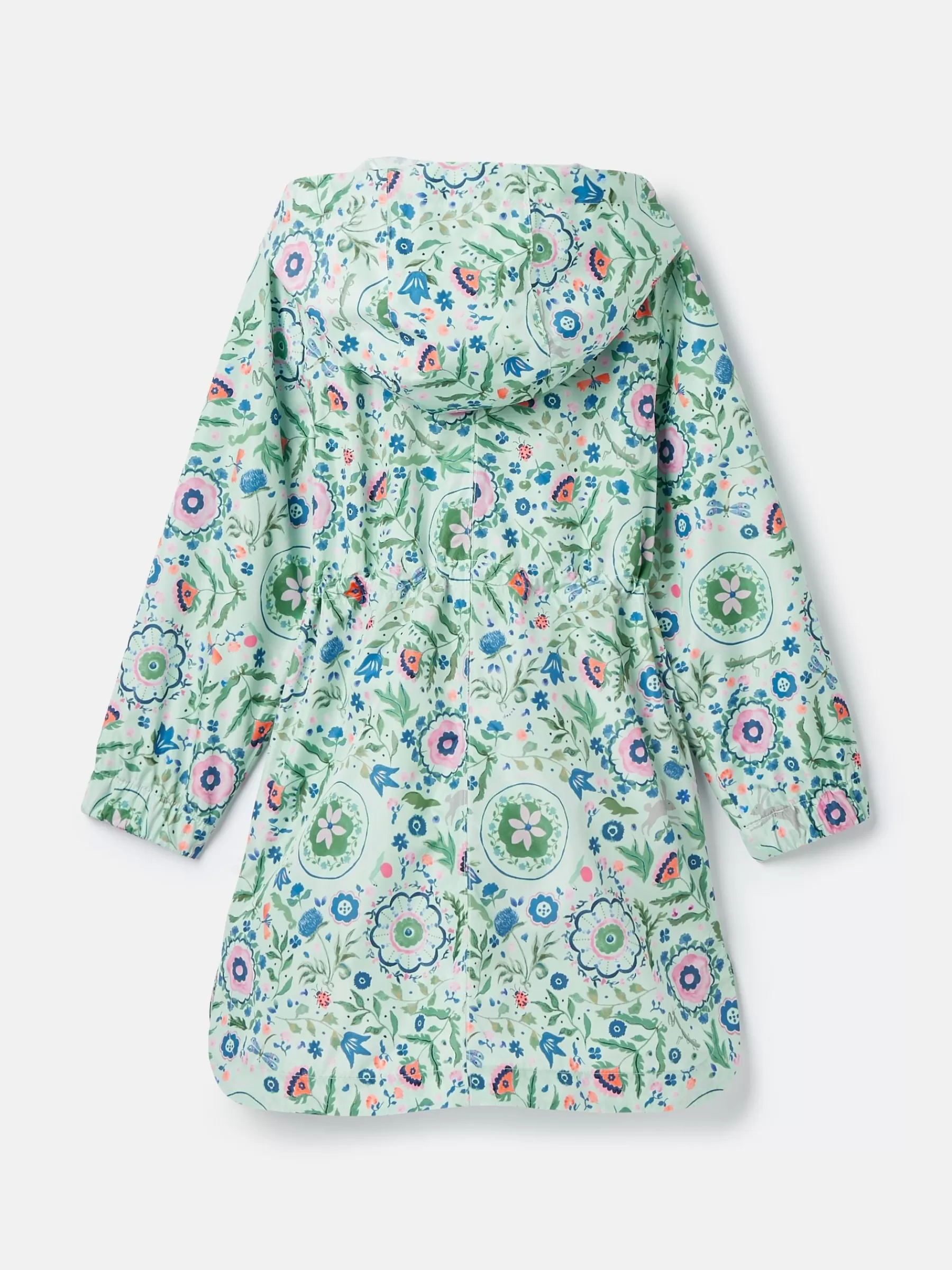 Joules Girls' Rainford Green Floral Waterproof Packable Raincoat With Hood GreenFloral Store