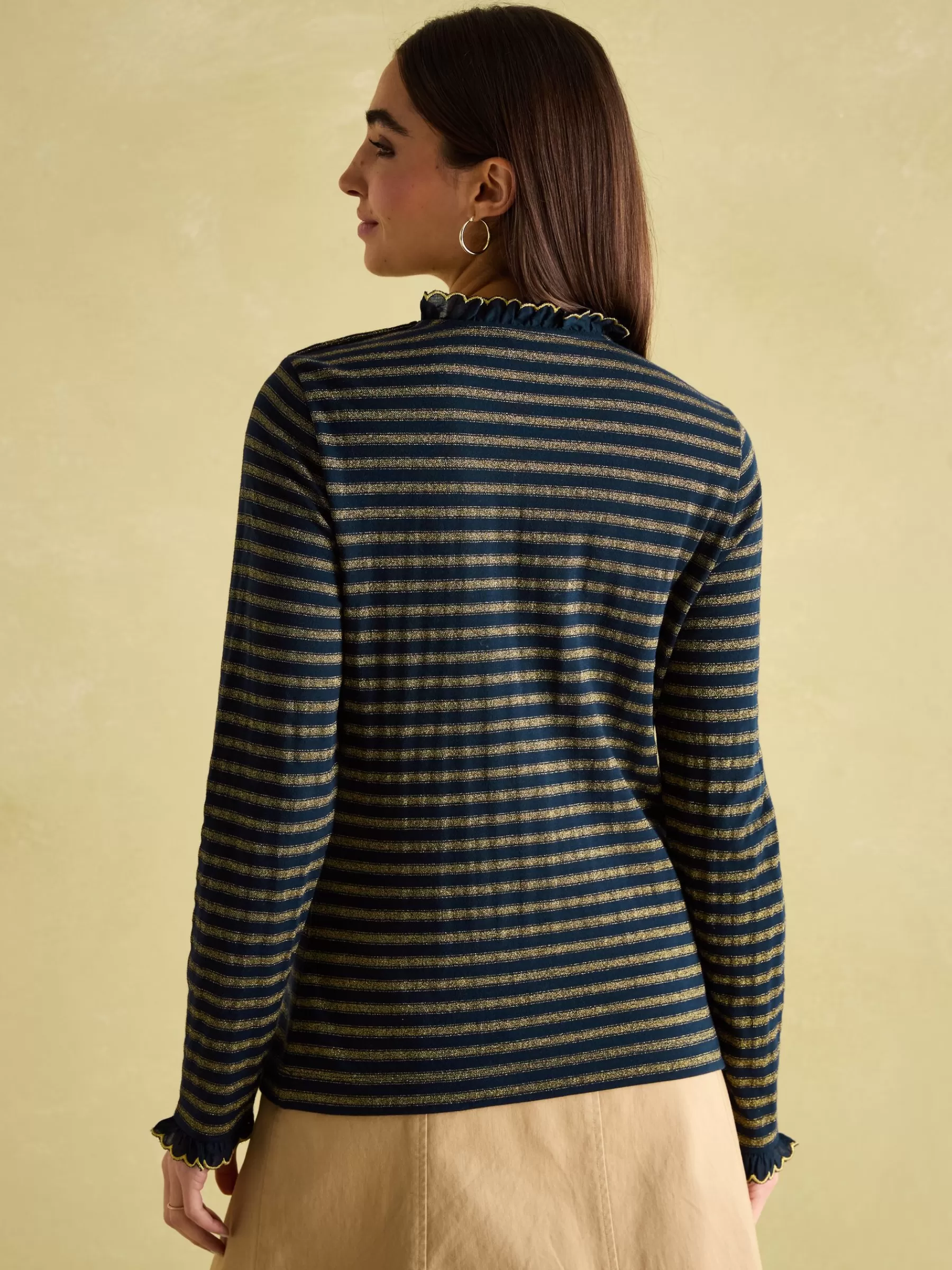 Joules Grace Navy sparkle Long Sleeve Jersey Top Navysparkle Fashion