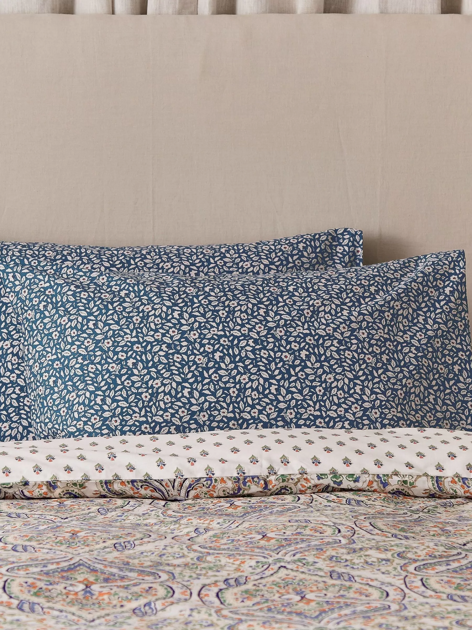 Joules Grove Floral Set of 2 100% Cotton Standard Pillowcases Blue Discount
