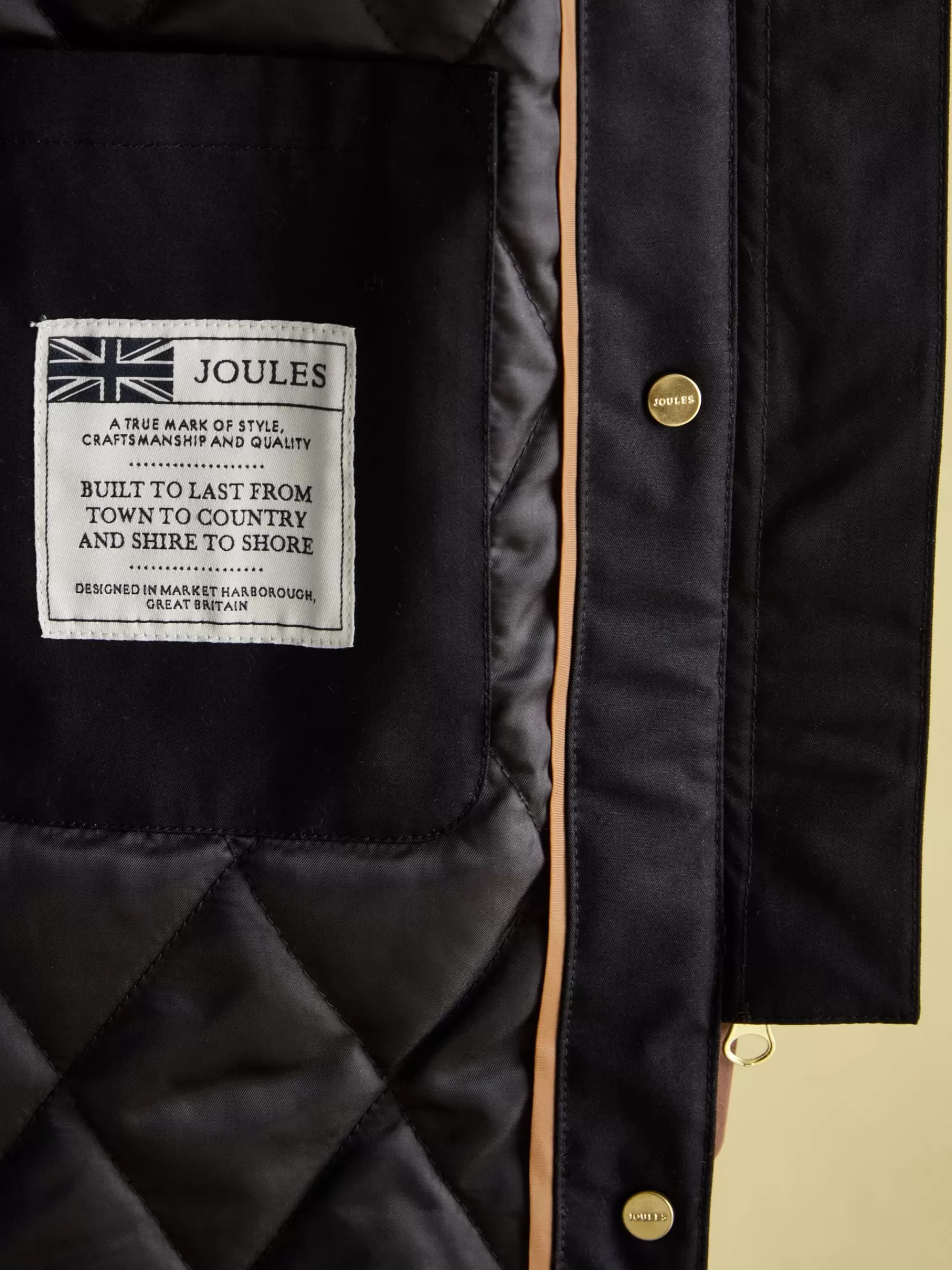 Joules Harpsden Cosy Waterproof Fleece Lined Raincoat with Faux Fur Hood Black Best