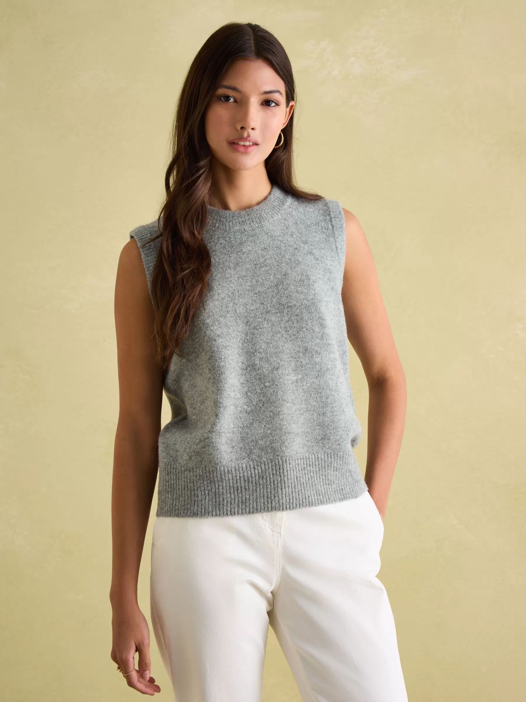 Joules Holly Regular Fit Knitted Vest Grey Discount