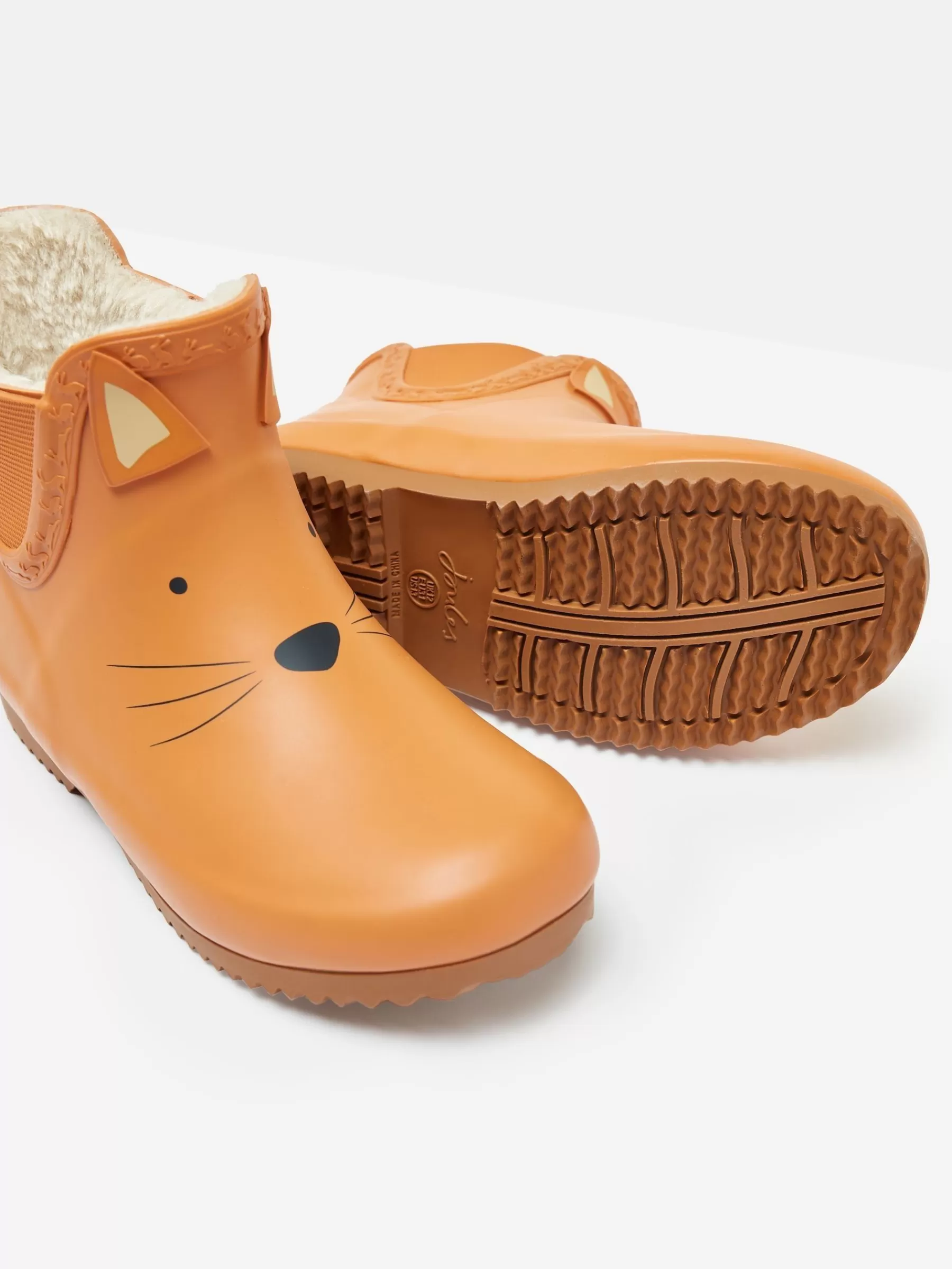 Joules Kids' Raindance Kids' Character Fleece Lined Ankle Wellies Orange New