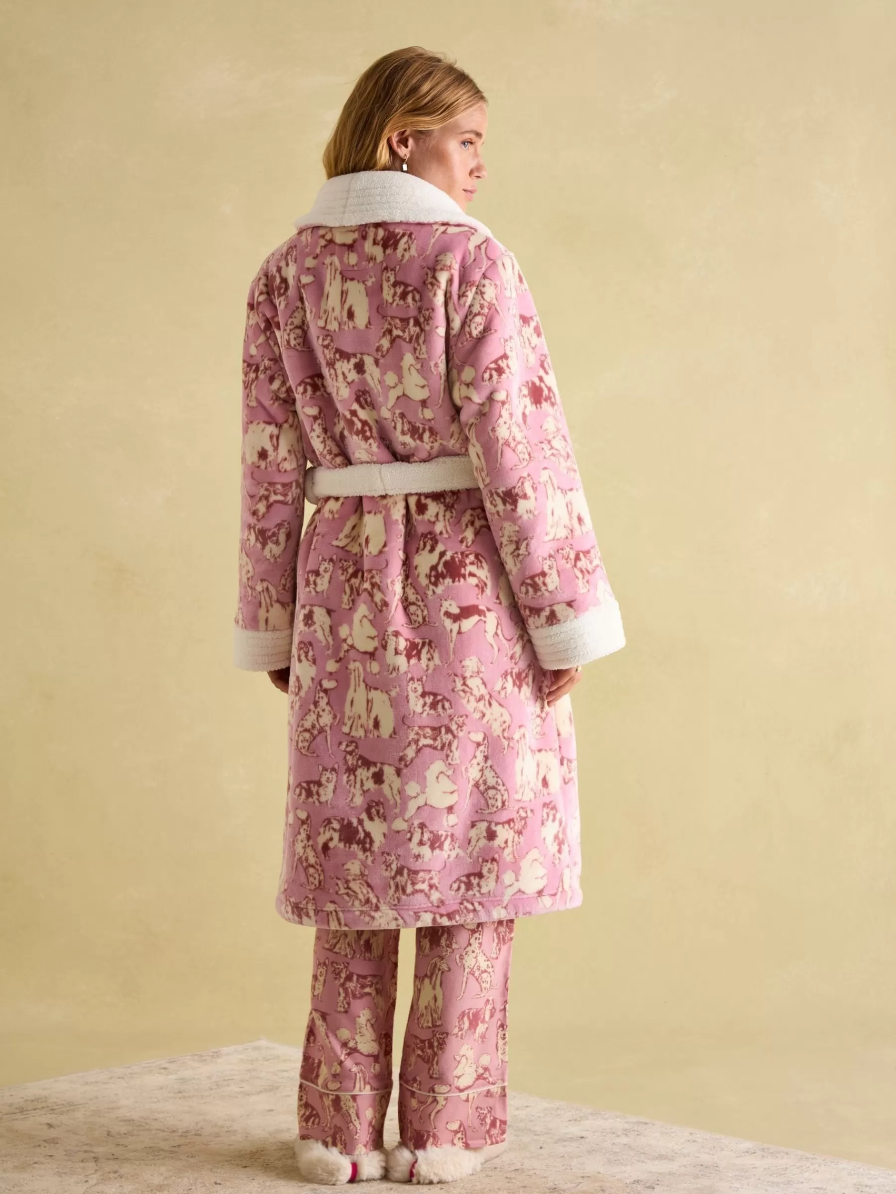Joules Matilda Fleece Lined Striped Dressing Gown Pink Fashion
