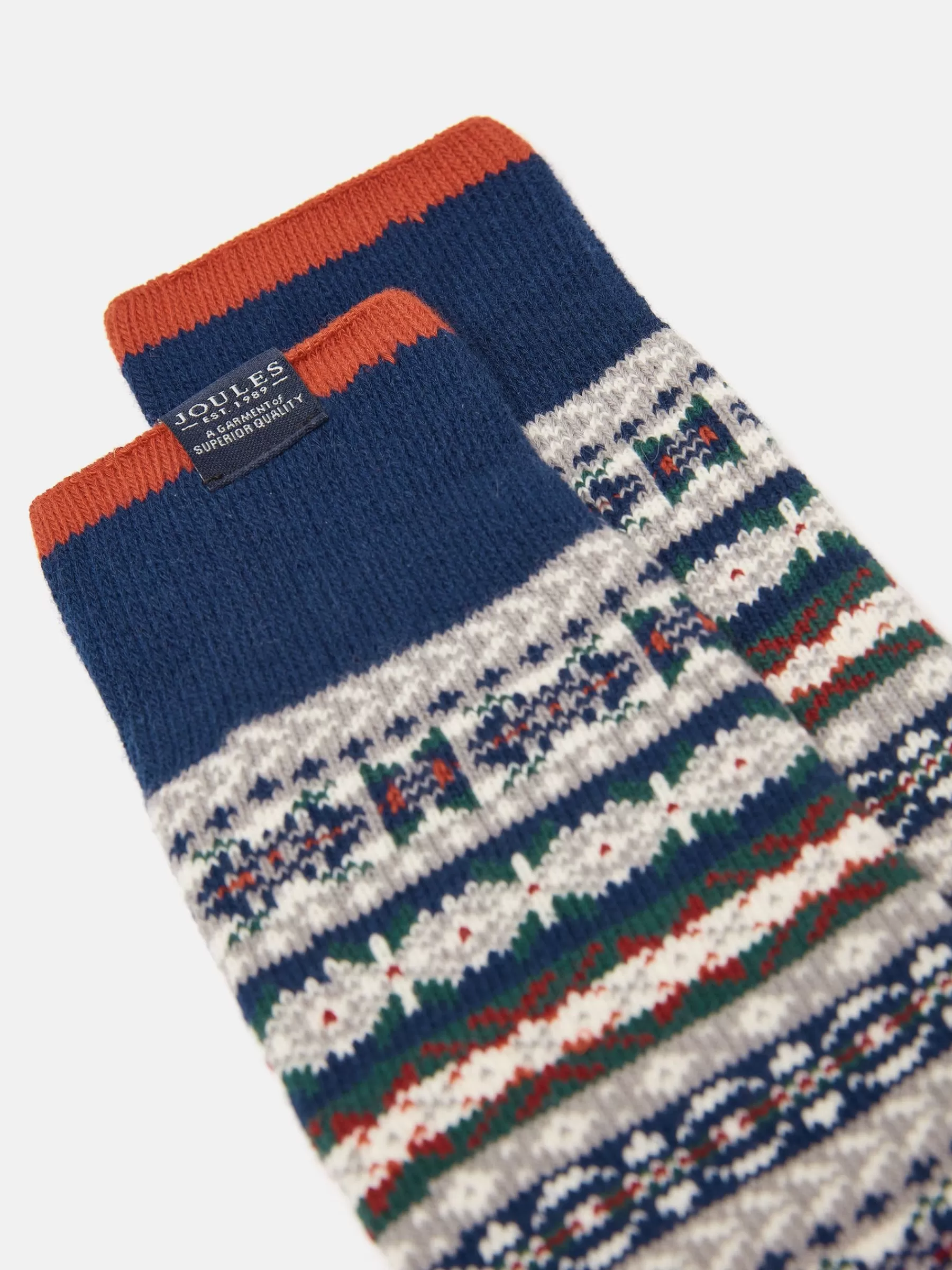 Joules Men's Alby Fair Isle Socks (size 7-12) Grey New