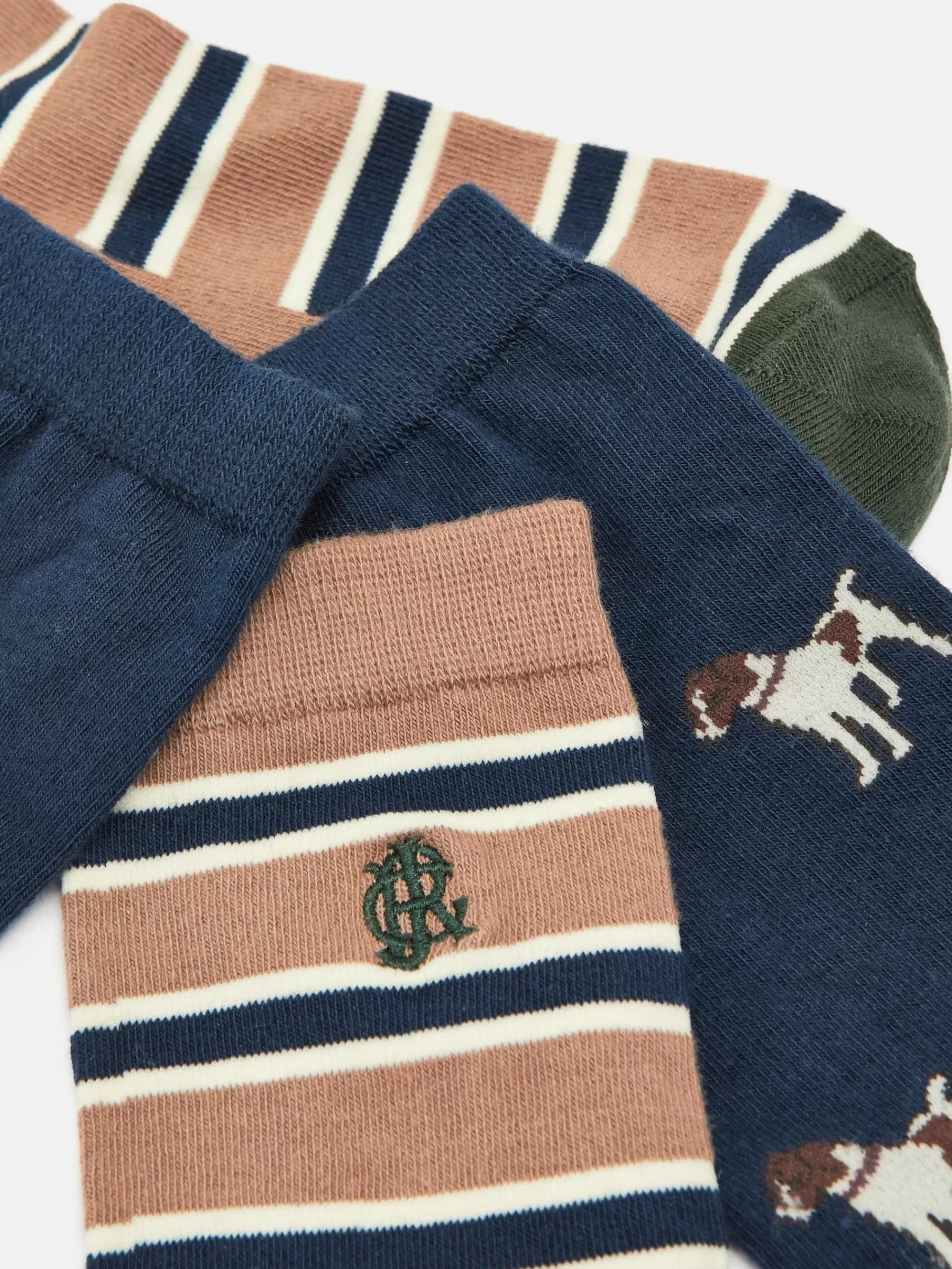 Joules Men's Kingsbury 2 Pack Socks (size 7-12) Navy/Camel Best