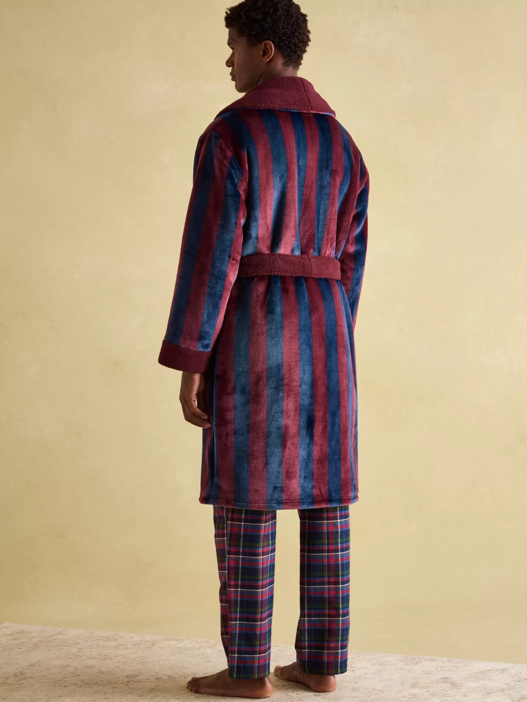 Joules Montague Fleece Lined Dressing Gown Burgundy Online