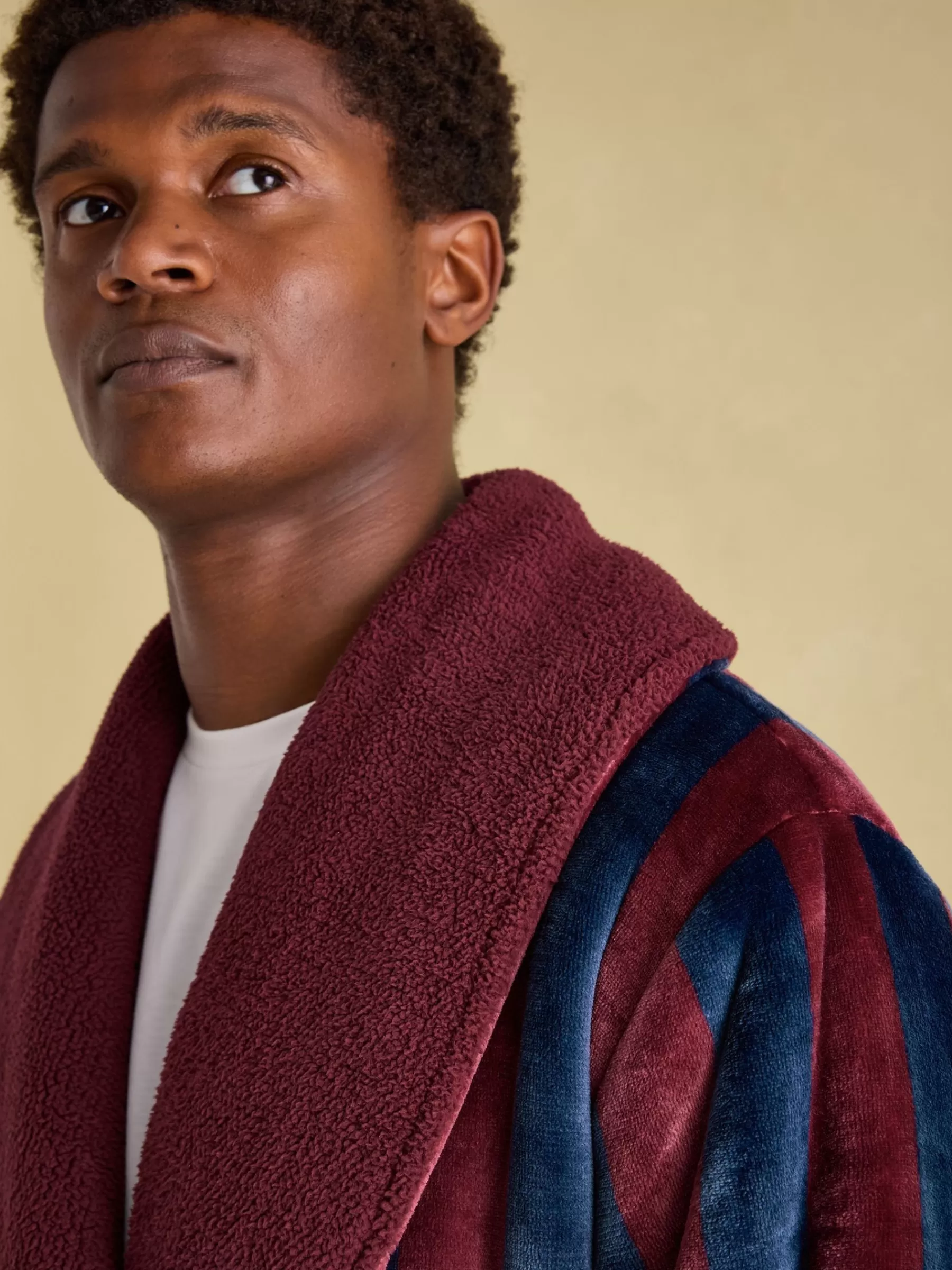 Joules Montague Fleece Lined Dressing Gown Burgundy Online