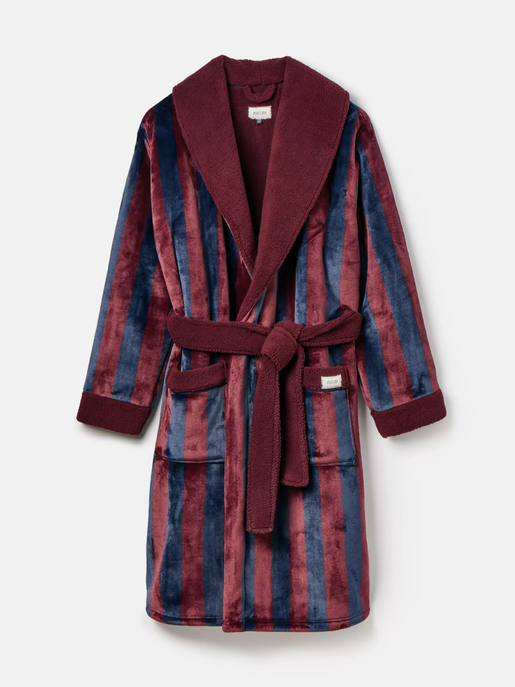Joules Montague Fleece Lined Dressing Gown Burgundy Online