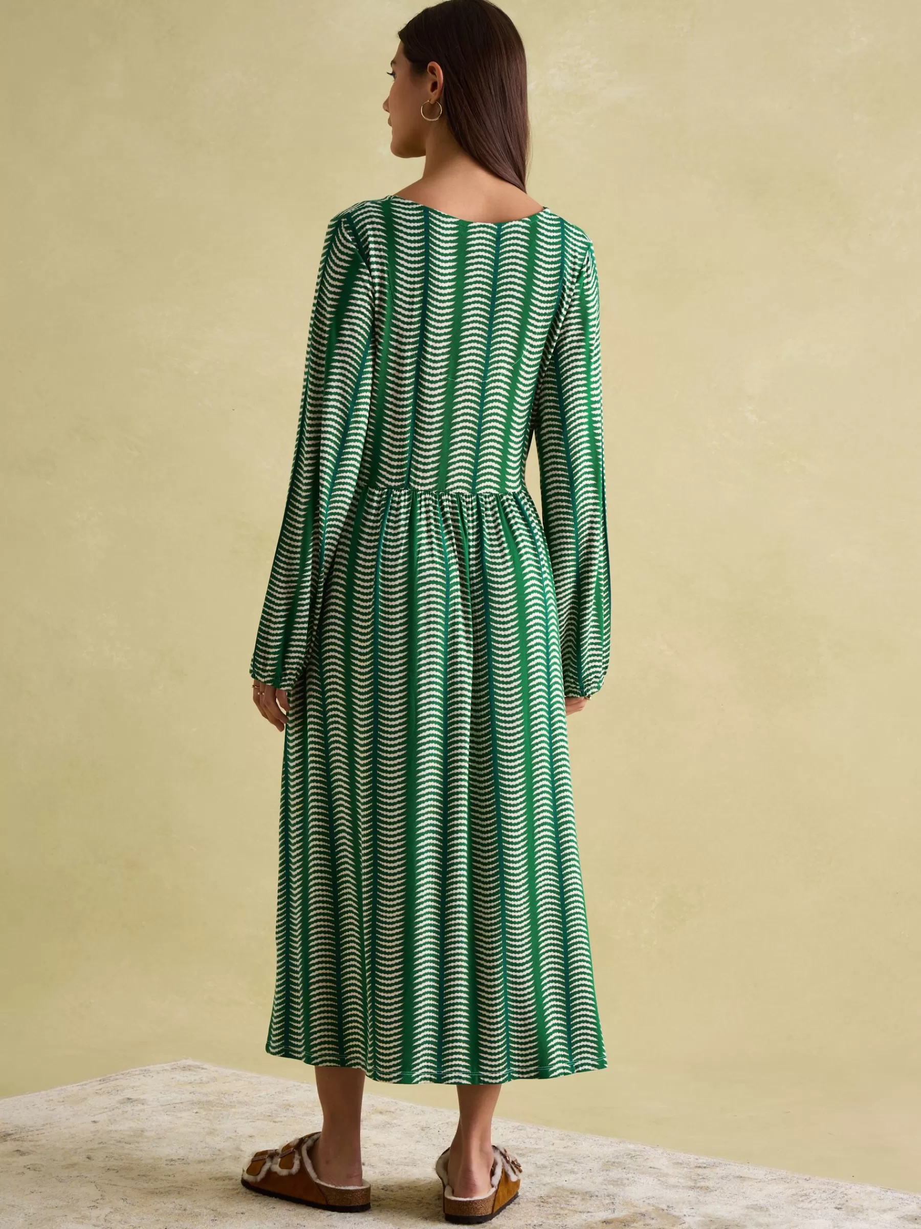 Joules Nia Long Sleeve Midaxi Dress Green Store