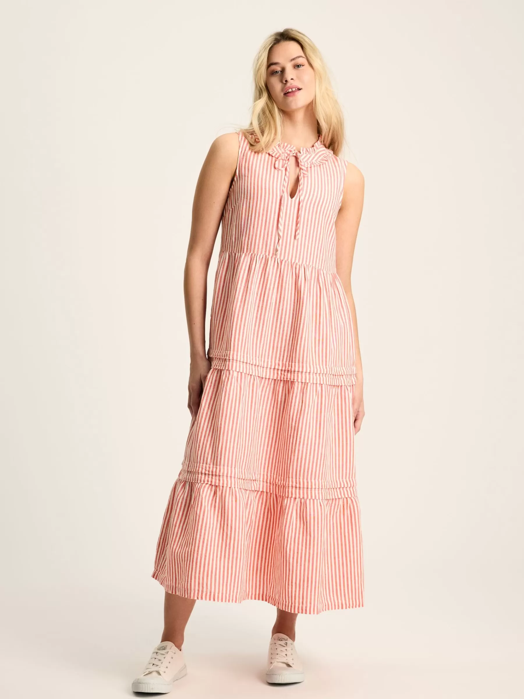 Joules Ophelia Red & White Sleeveless Tiered Dress Red&White Online