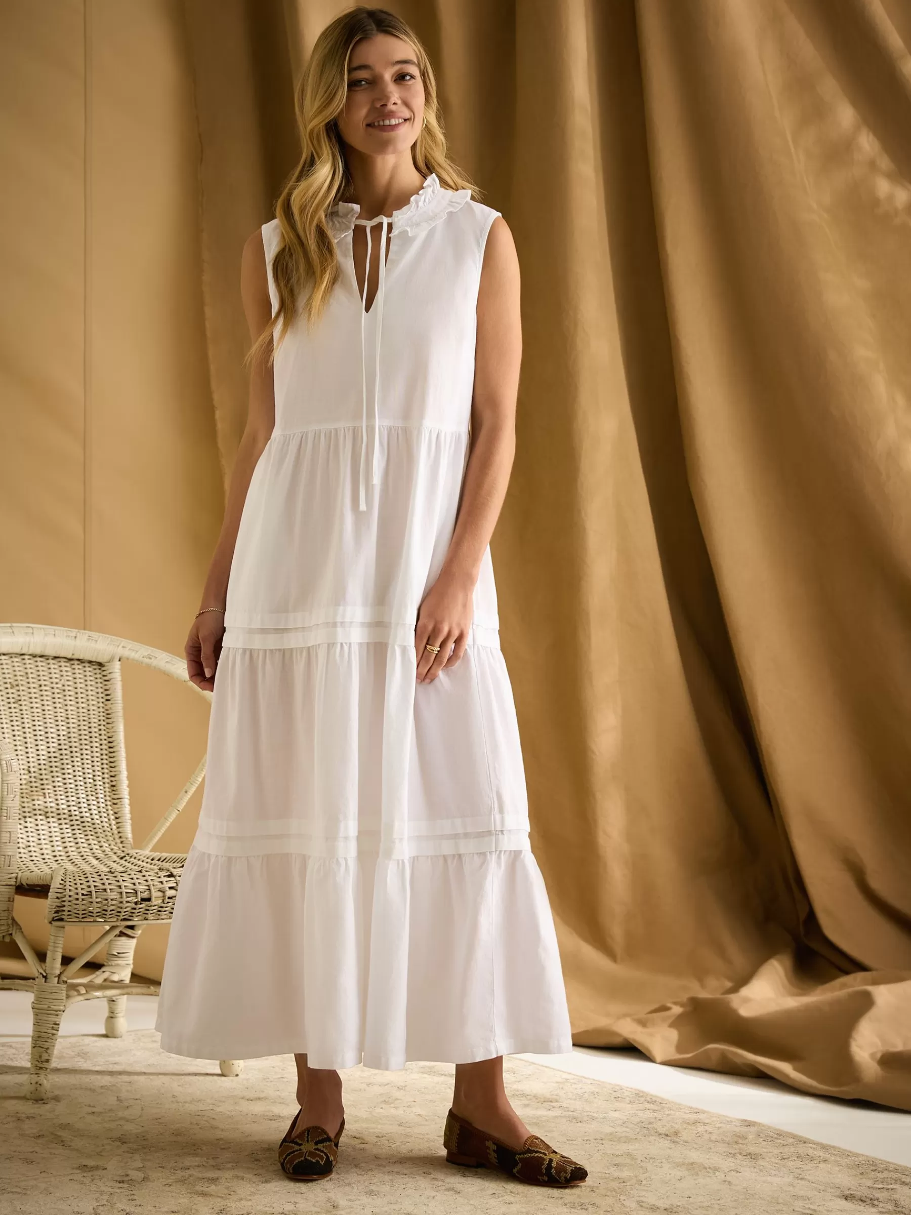 Joules Ophelia Sleeveless Tiered Dress White Discount