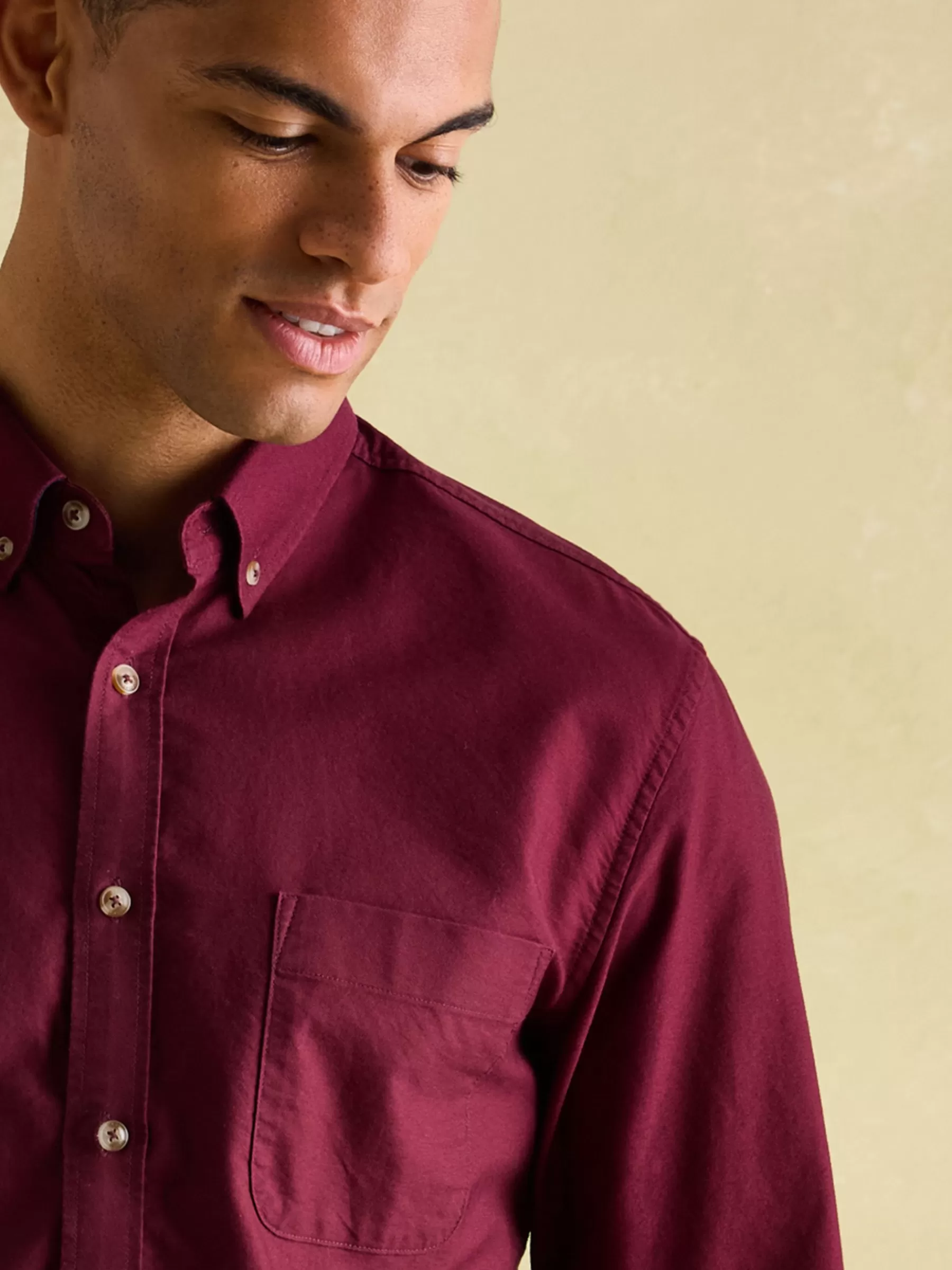 Joules Oxford Long Sleeve Classic Fit Shirt Burgundy Best Sale