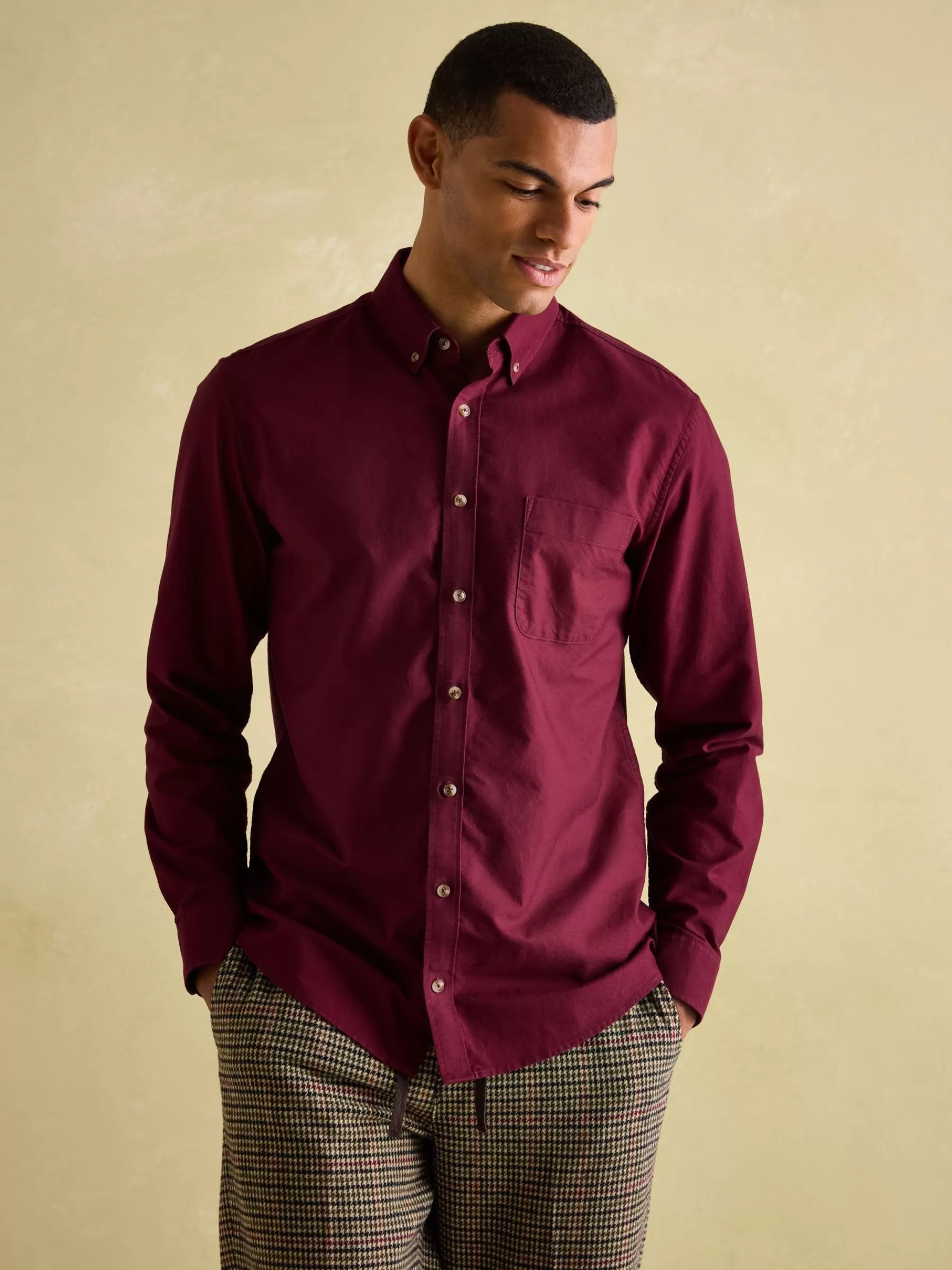 Joules Oxford Long Sleeve Classic Fit Shirt Burgundy Best Sale