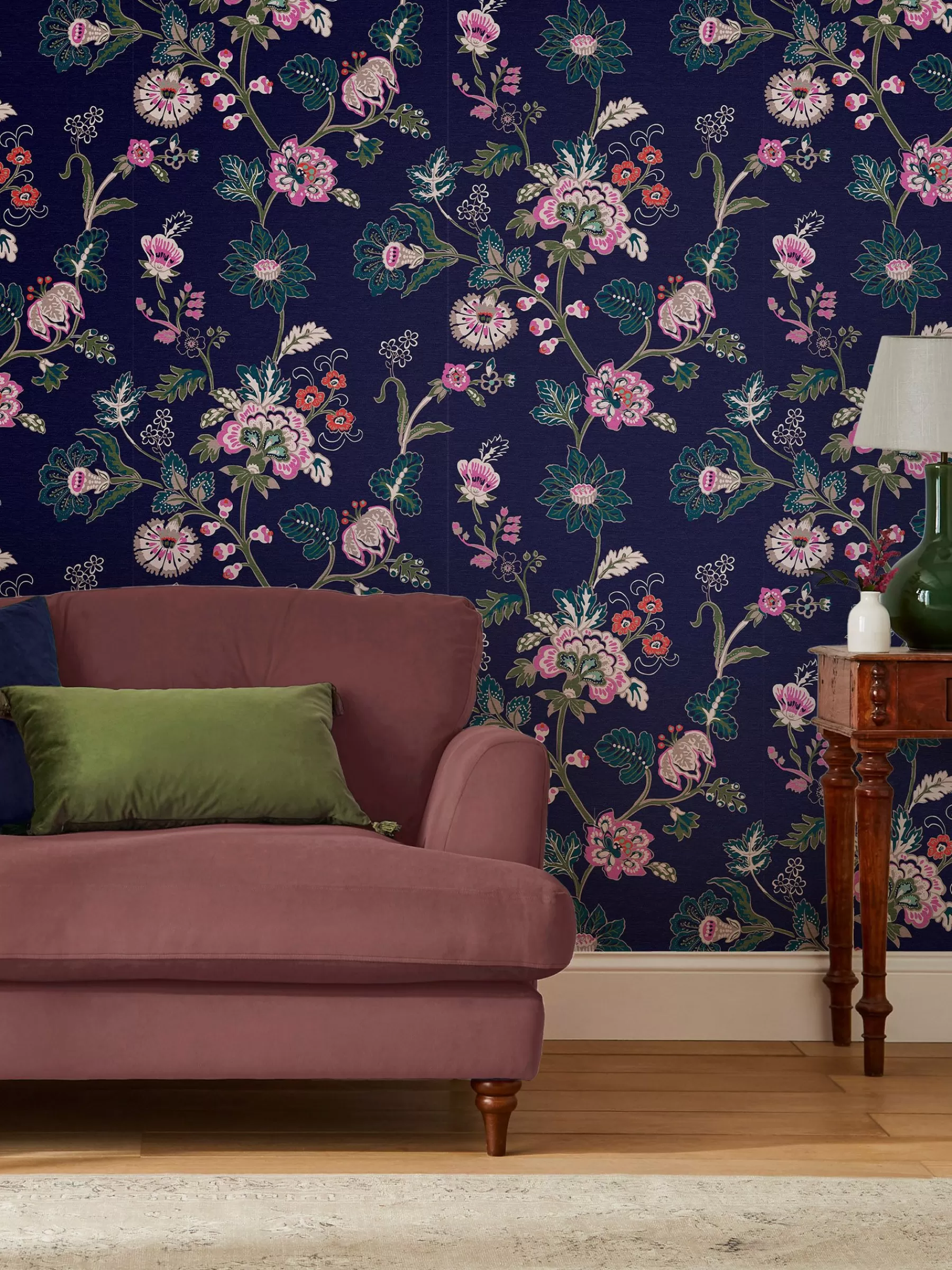 Joules Royal Navy Vine Cottage Floral 10M Wallpaper RoyalNavy Best