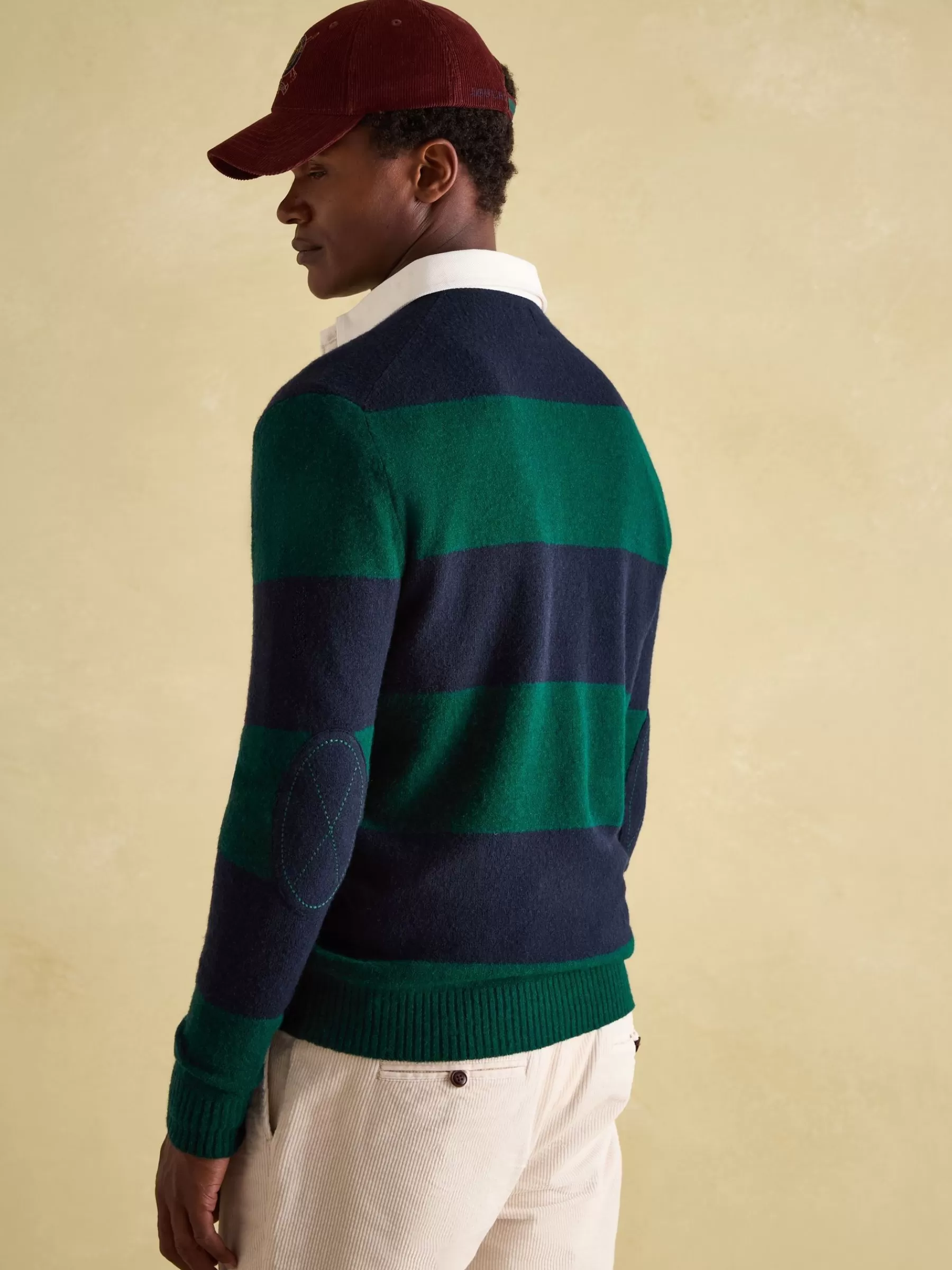 Joules Seymour Knitted Rugby Shirt Green/Navy New