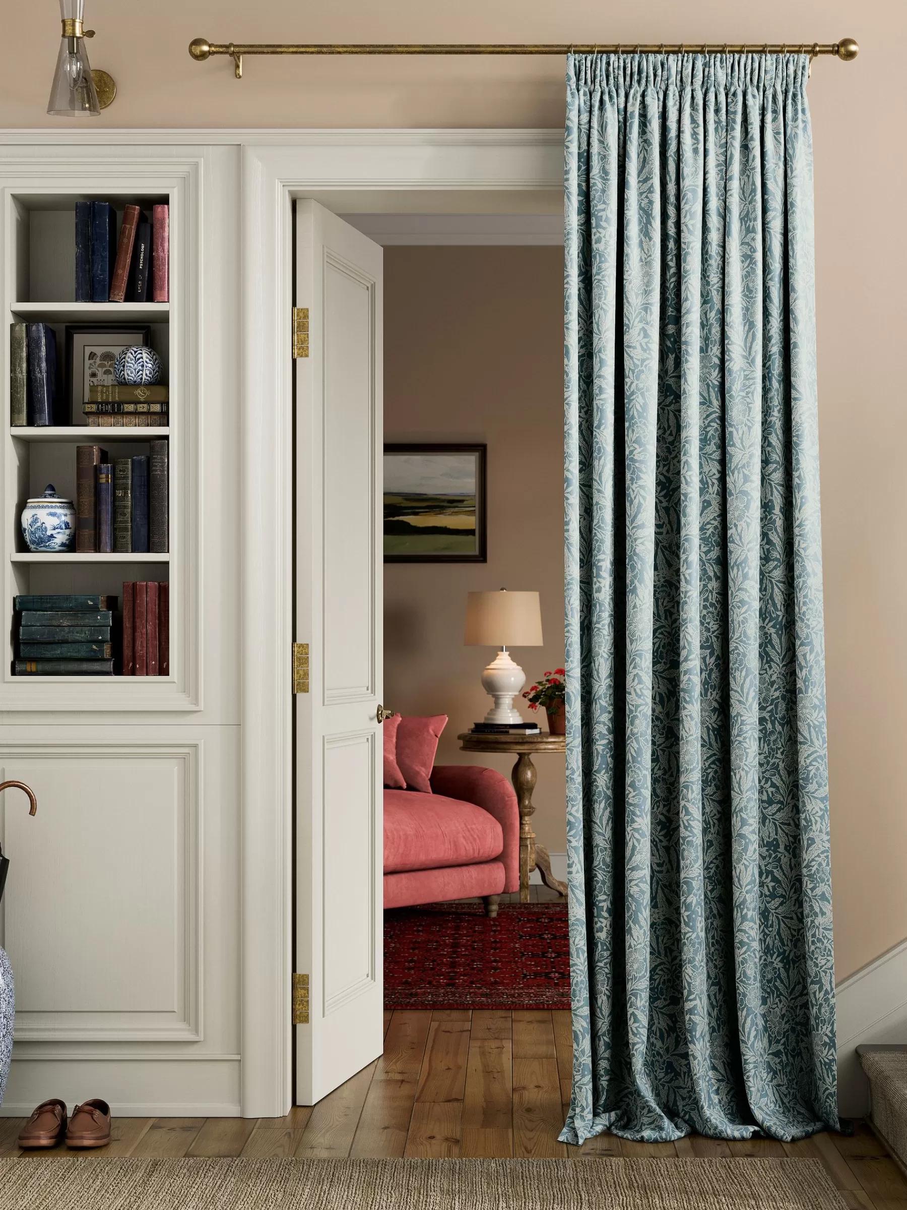 Joules Twilight Ditsy Set of 2 Duck Egg Blackout Pencil Pleat Curtains DuckEgg Store