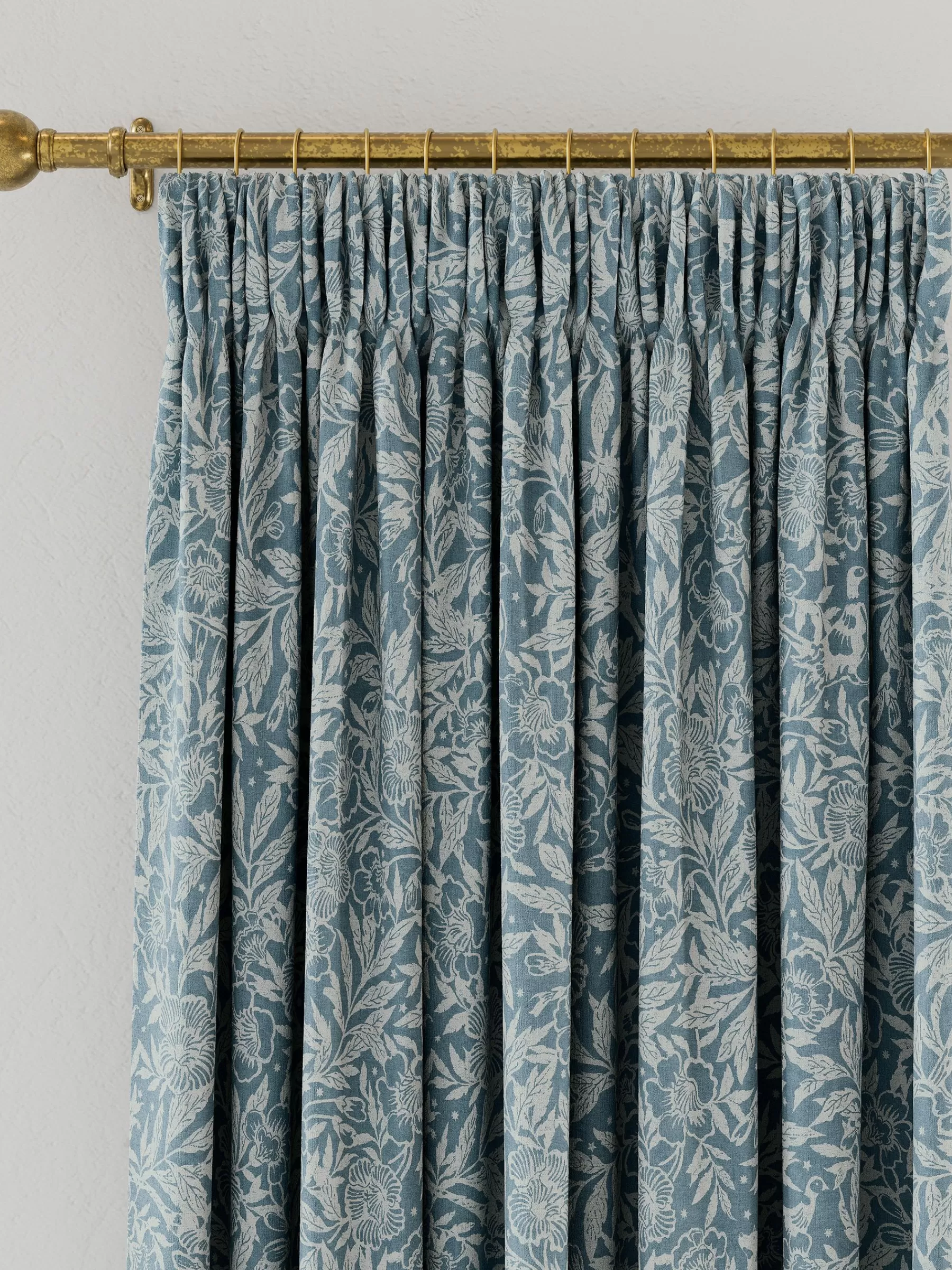 Joules Twilight Ditsy Set of 2 Duck Egg Blackout Pencil Pleat Curtains DuckEgg Store