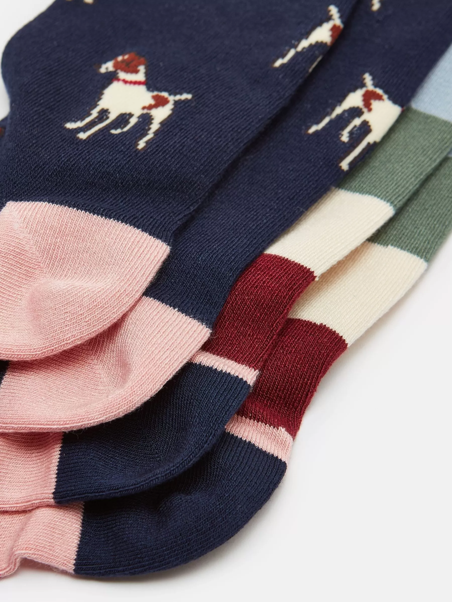 Joules Women's Everyday 2 Pack Socks (size 4-8) Navy/Pink Online
