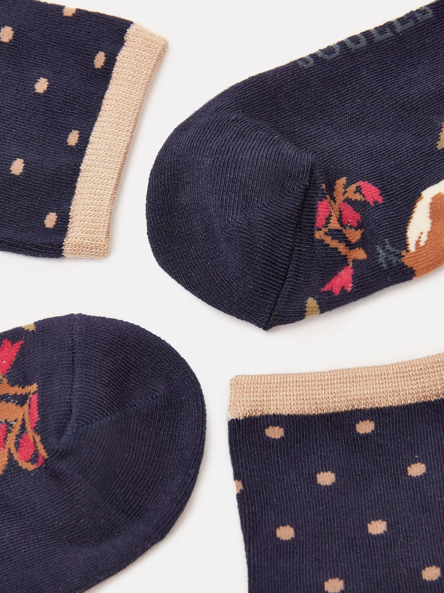 Joules Women's Everyday 2 Pack Socks (size 4-8) Tan/Navy Cheap