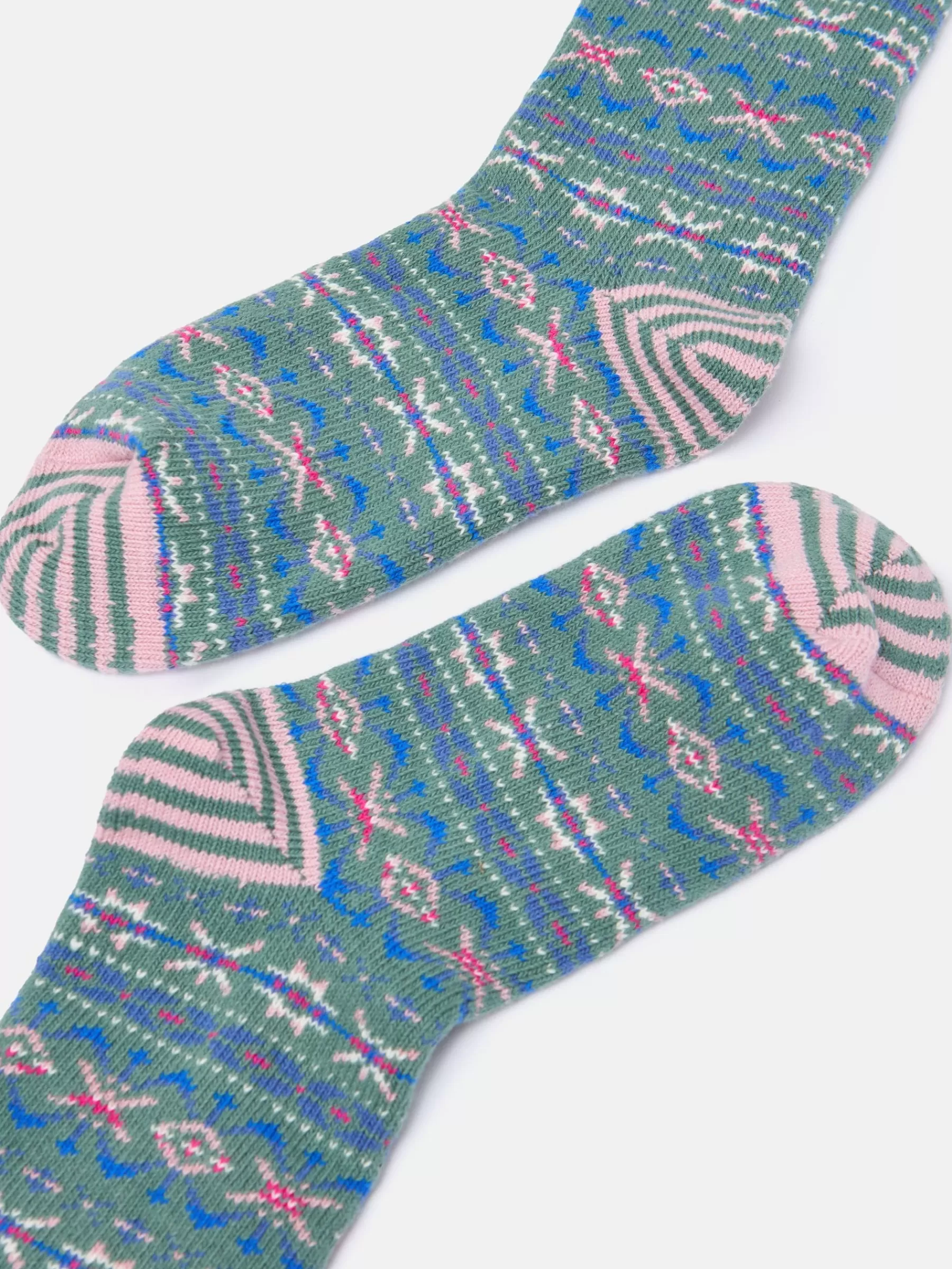 Joules Women's Lucille Fair Isle Boot Socks (size 4-8) Green New