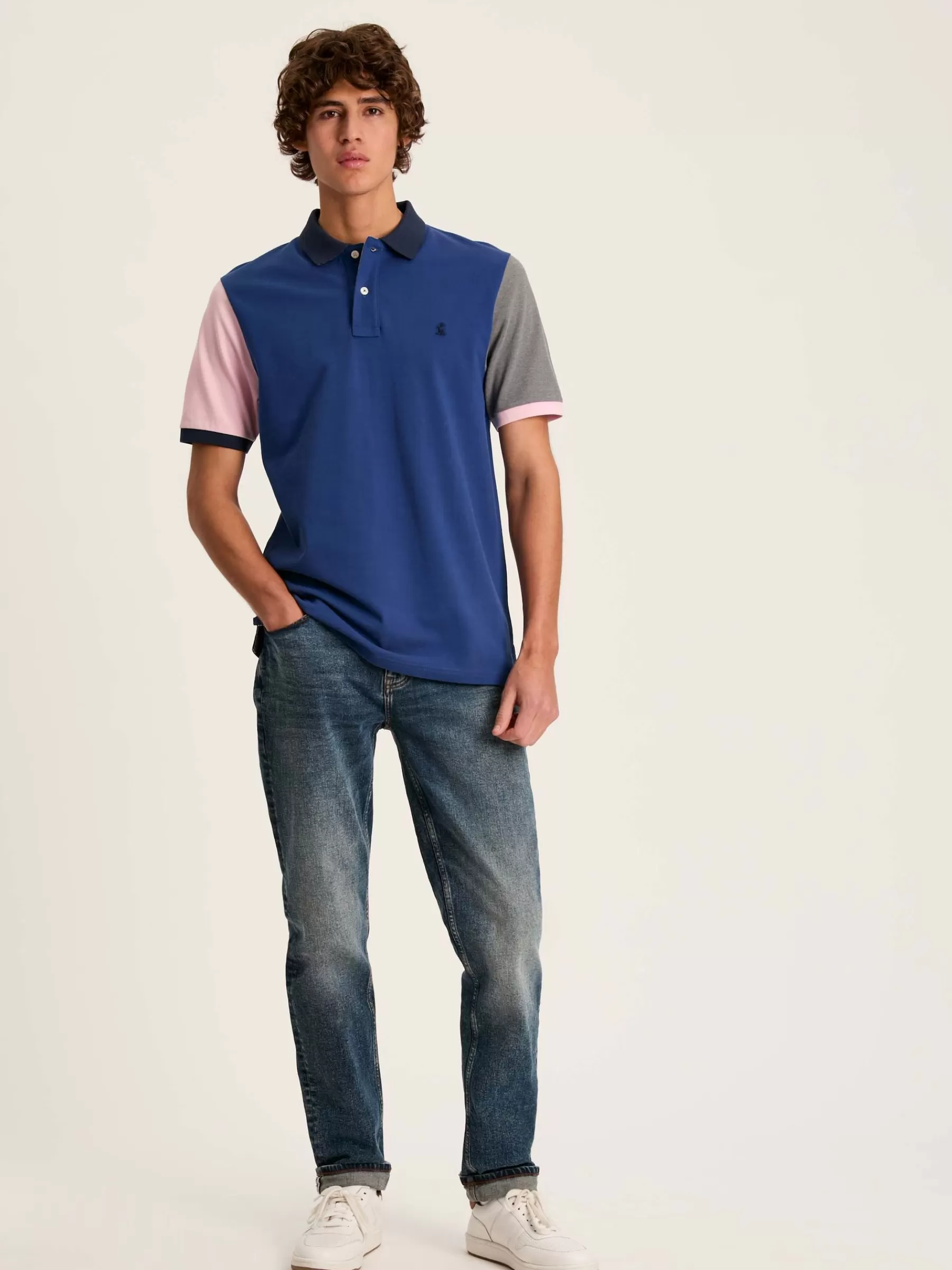 Joules Woody Blue Colour Block Regular Fit Cotton Pique Polo Shirt BlueColourBlock Discount
